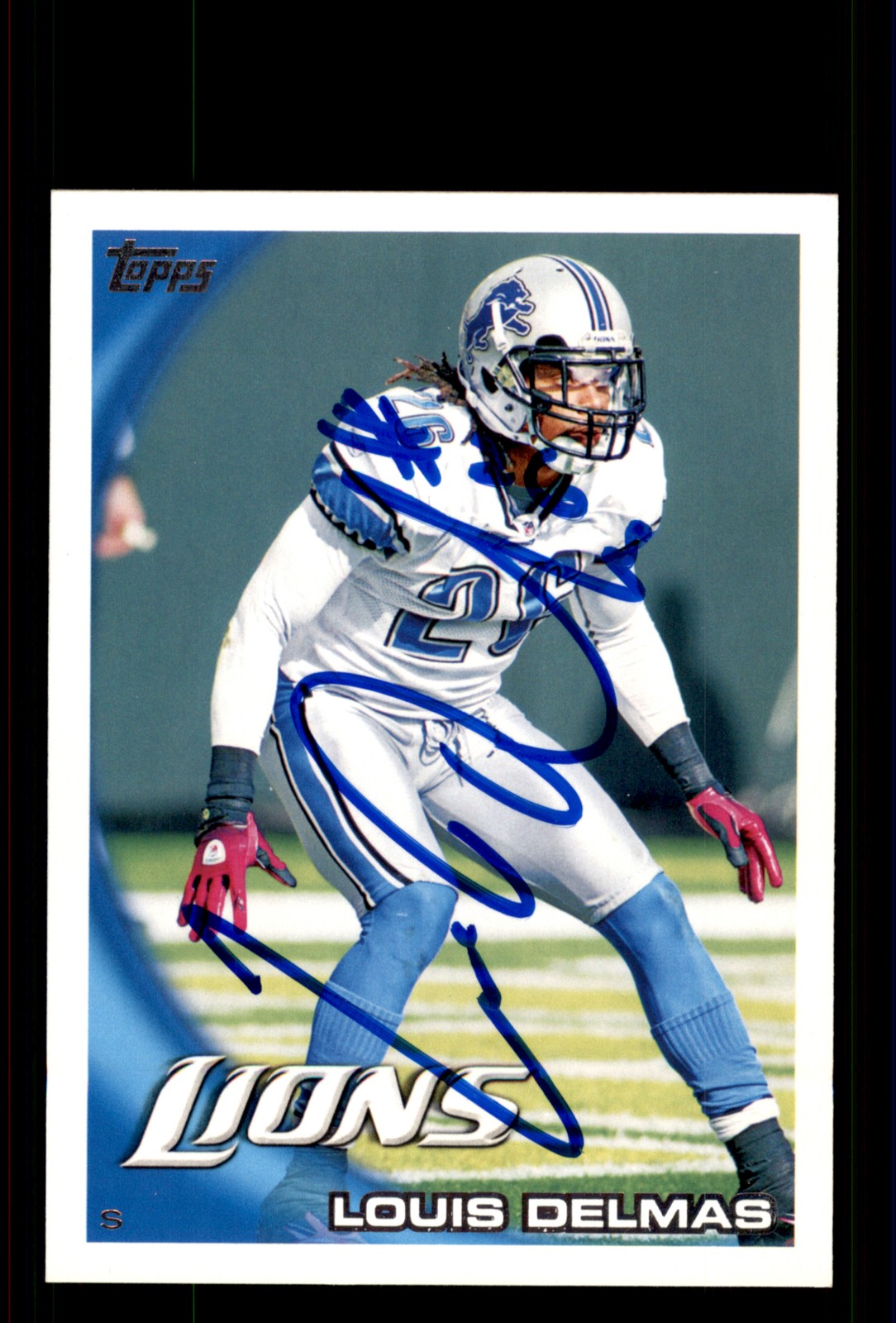 Signed Football Card Auto Louis Delmas 2010 Topps #102 Detroit Lions