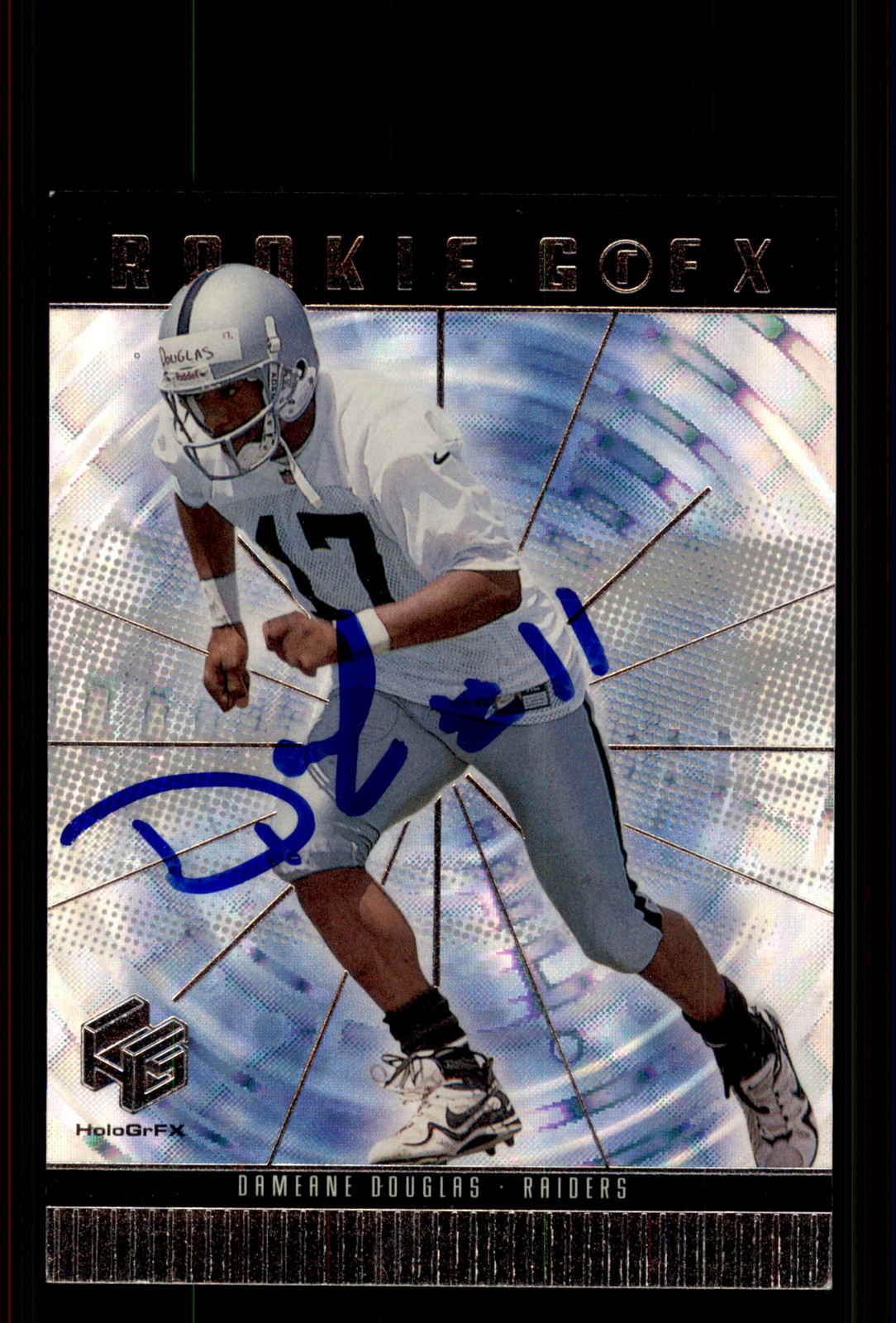 Signed Football Card Auto Dameane Douglas 1999 Upper Deck HoloGrFX #86 Raiders