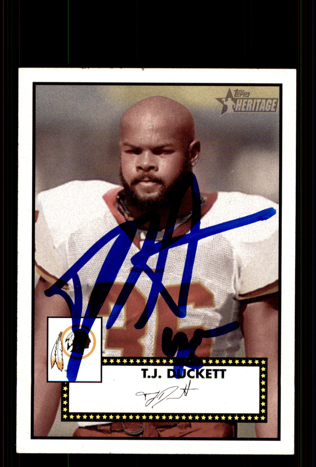 Signed Football Card Auto T.J. Duckett 2006 Topps Heritage #87 Redskins