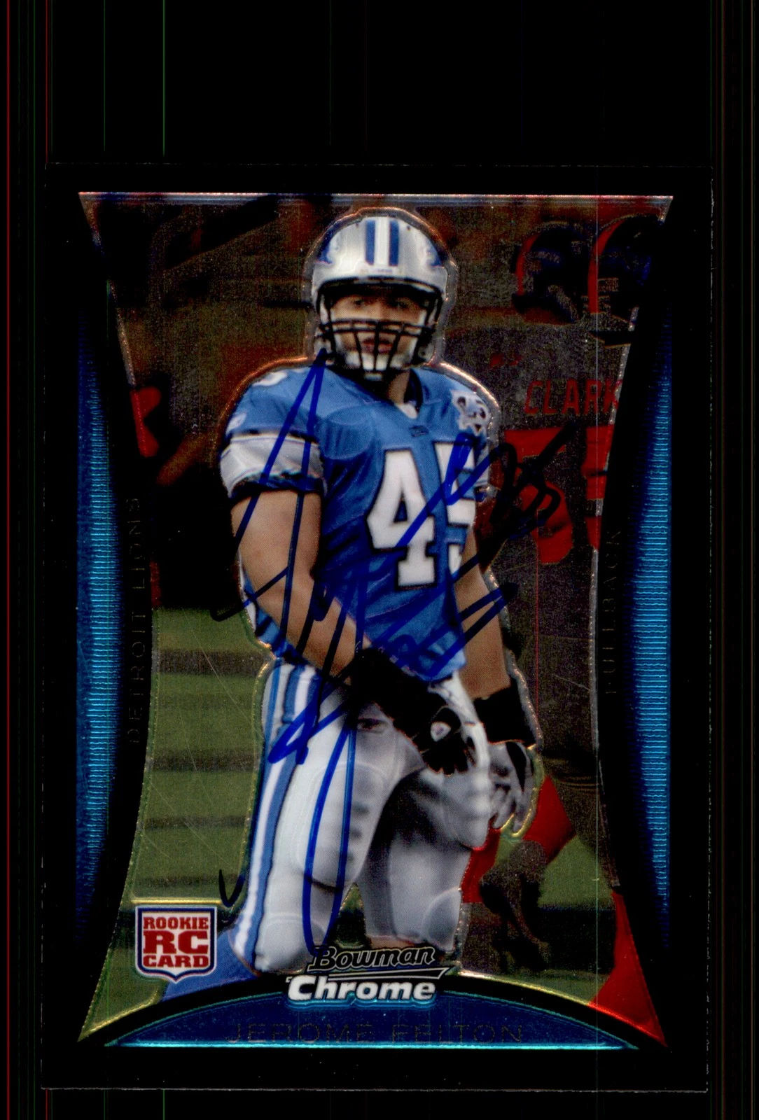 Signed Football Card Auto Jerome Felton 2008 Bowman Chrome #BC46 Detroit Lions
