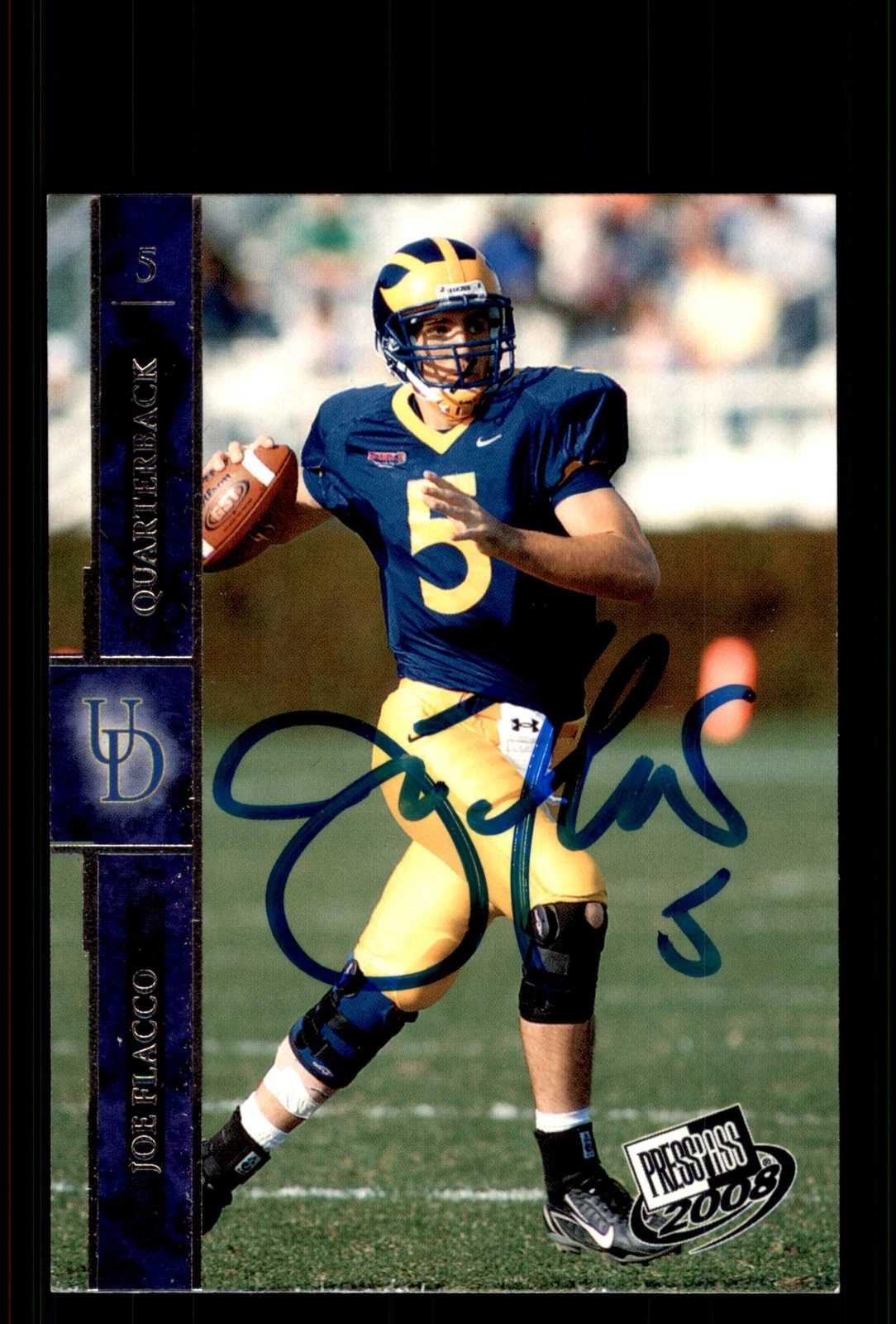 Signed Football Card Auto Joe Flacco 2008 Press Pass #10 Delaware