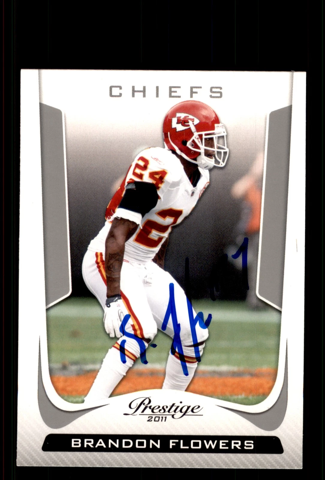 Signed Football Card Auto Brandon Flowers 2011 Panini Prestige #95 Chiefs