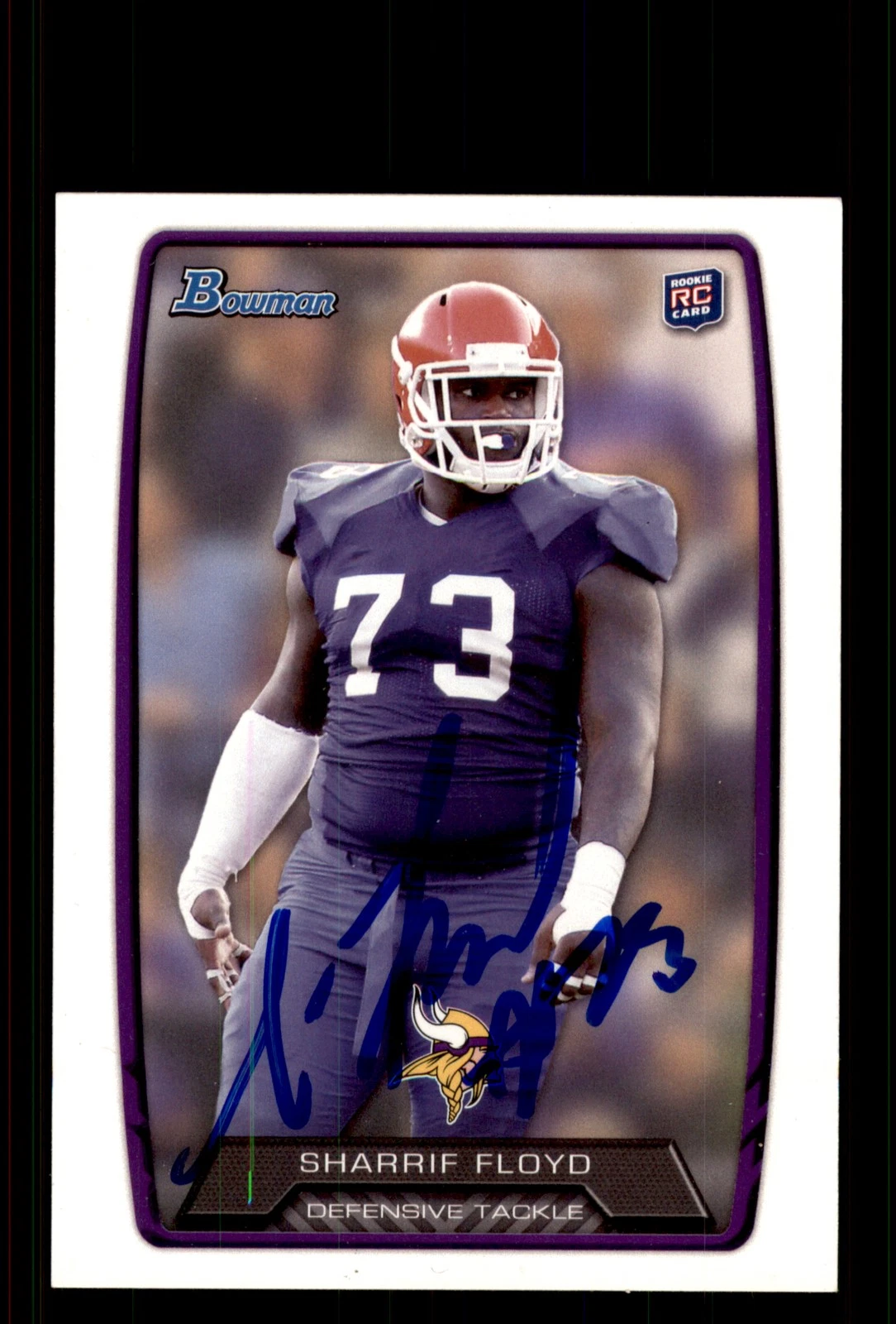 Signed Football Card Auto Sharrif Floyd 2013 Bowman #124 Minnesota Vikings