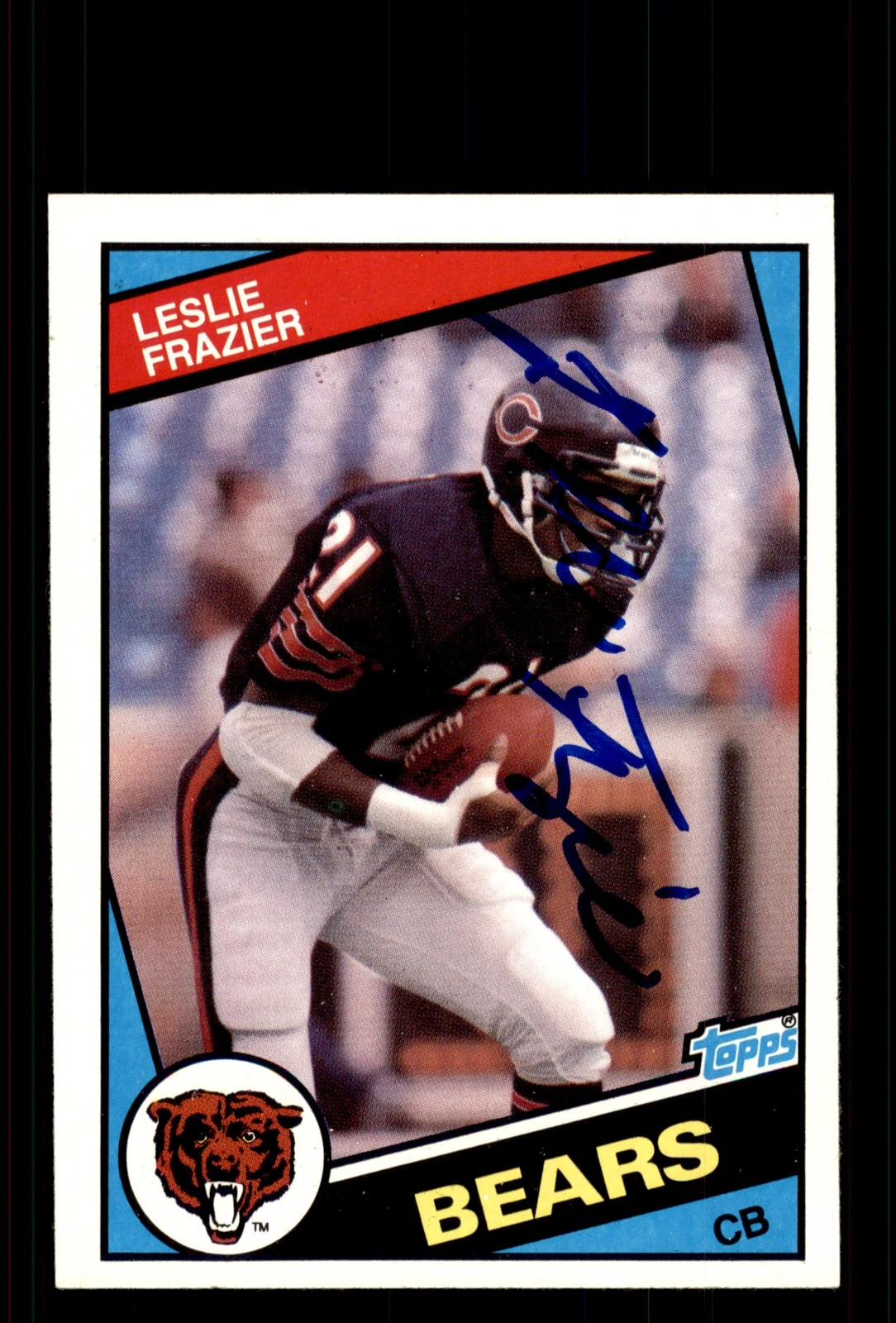 Signed Football Card Auto Leslie Frazier 1984 Topps #223 Chicago Bears