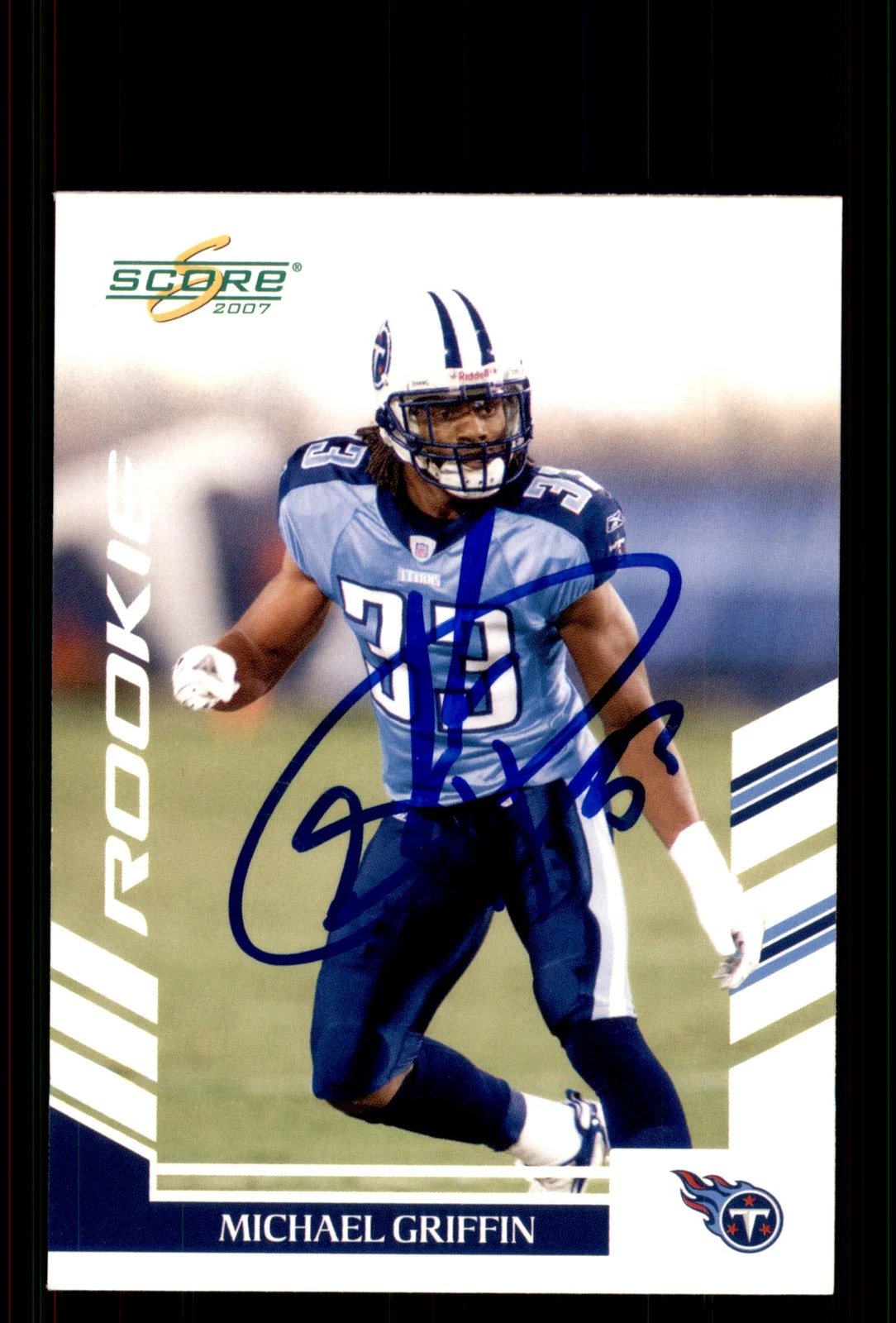 Signed Football Card Auto Michael Griffin 2007 Score #372 Tennessee Titans