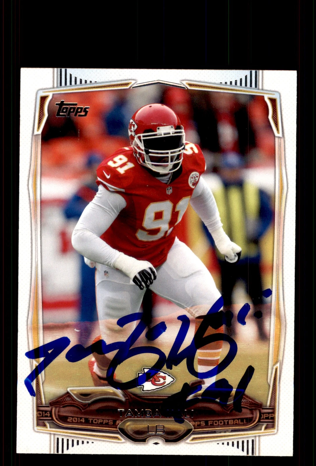 Signed Football Card Auto Tamba Hali 2014 Topps #294 Kansas City Chiefs
