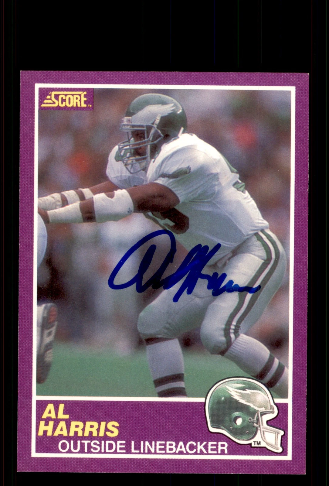 Signed Football Card Auto Al Harris 1989 Score Supplemental #350S Eagles
