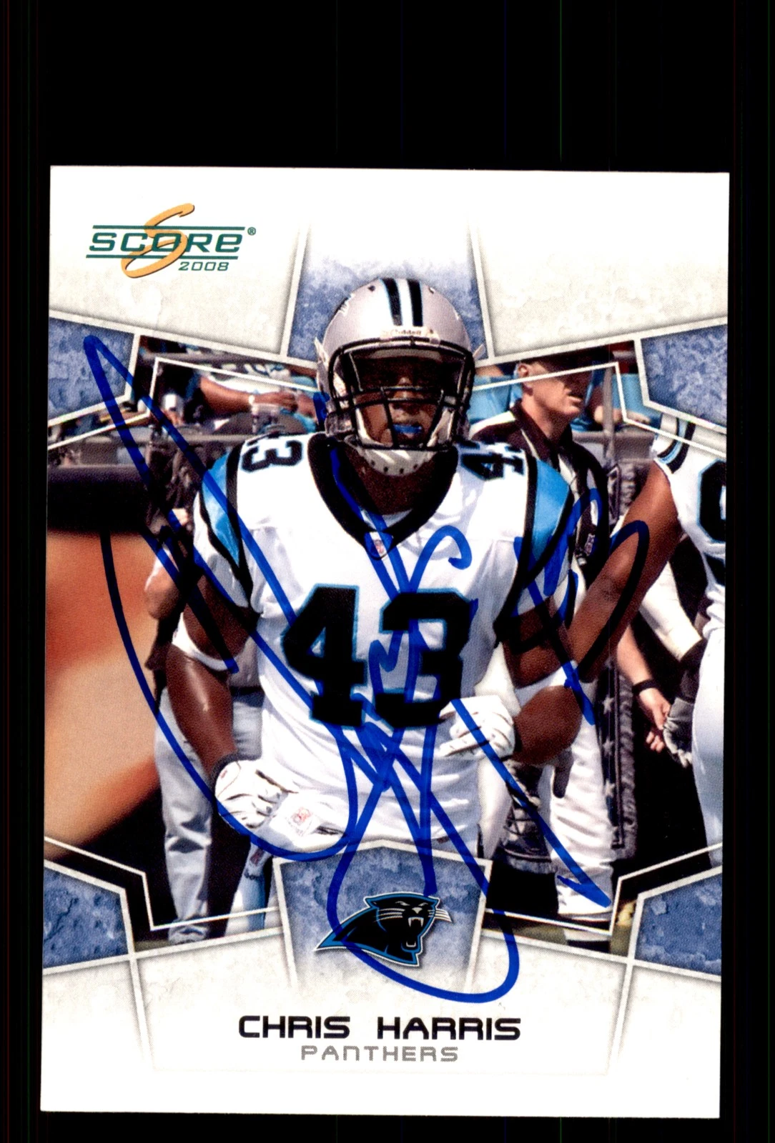 Signed Football Card Auto Chris Harris 2008 Score #47 Carolina Panthers