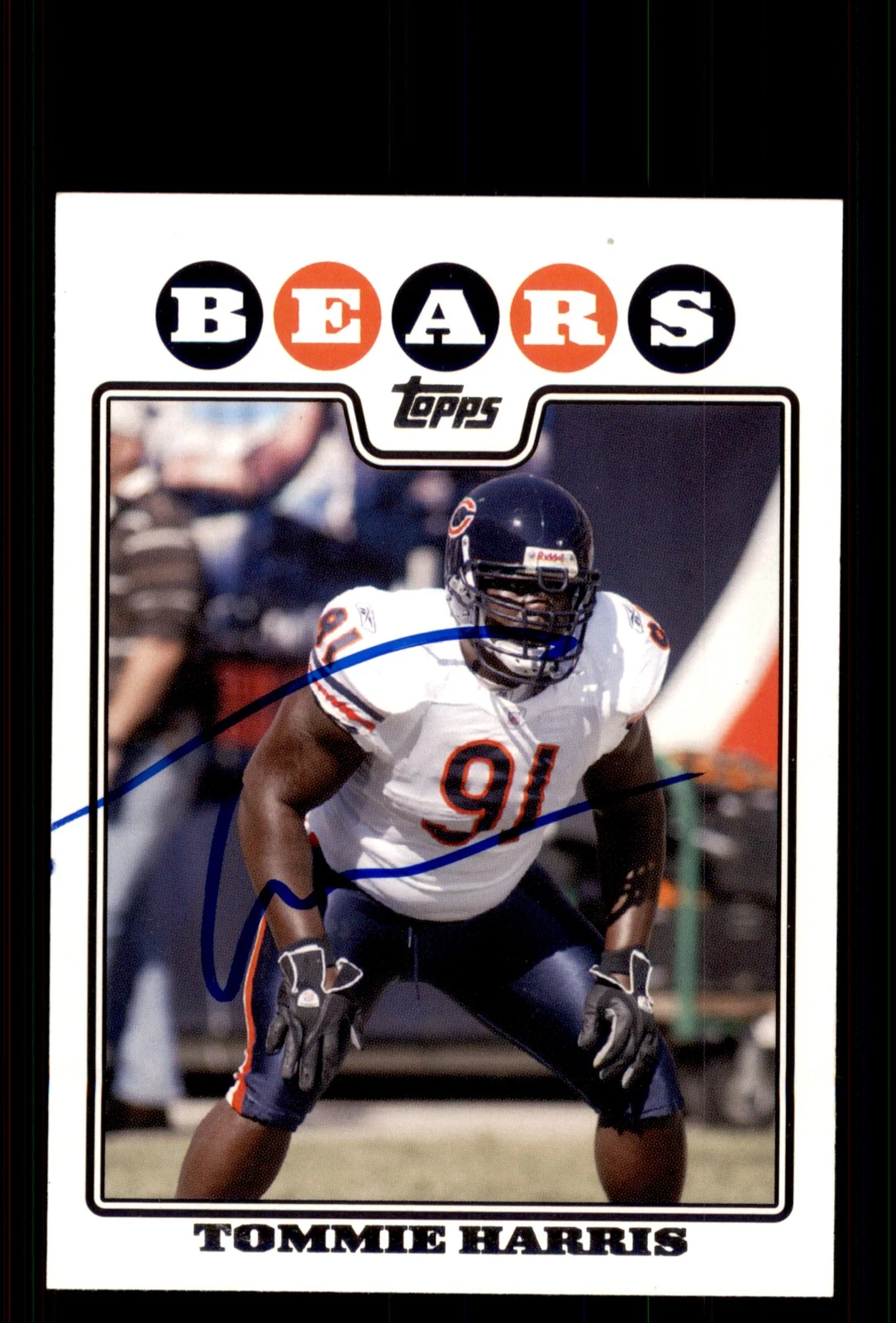 Signed Football Card Auto Tommie Harris 2008 Topps #199 Chicago Bears