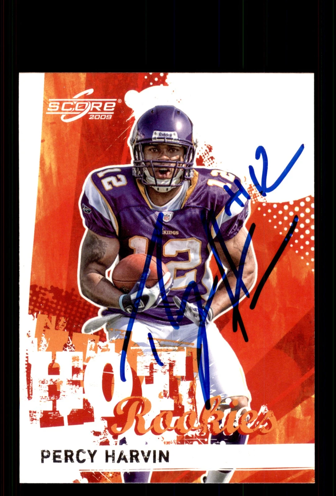 Signed Football Card Auto Percy Harvin 2009 Score #26 Minnesota Vikings
