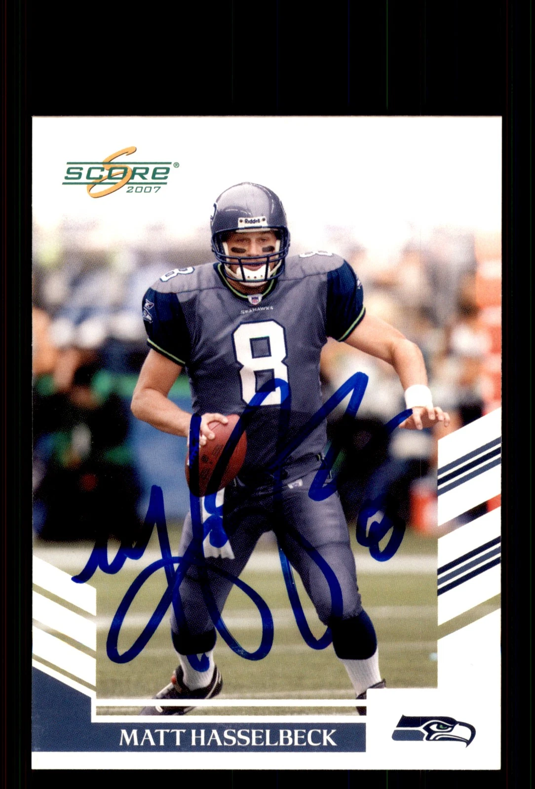 Signed Football Card Auto Matt Hasselbeck 2007 Score #128 Seattle Seahawks