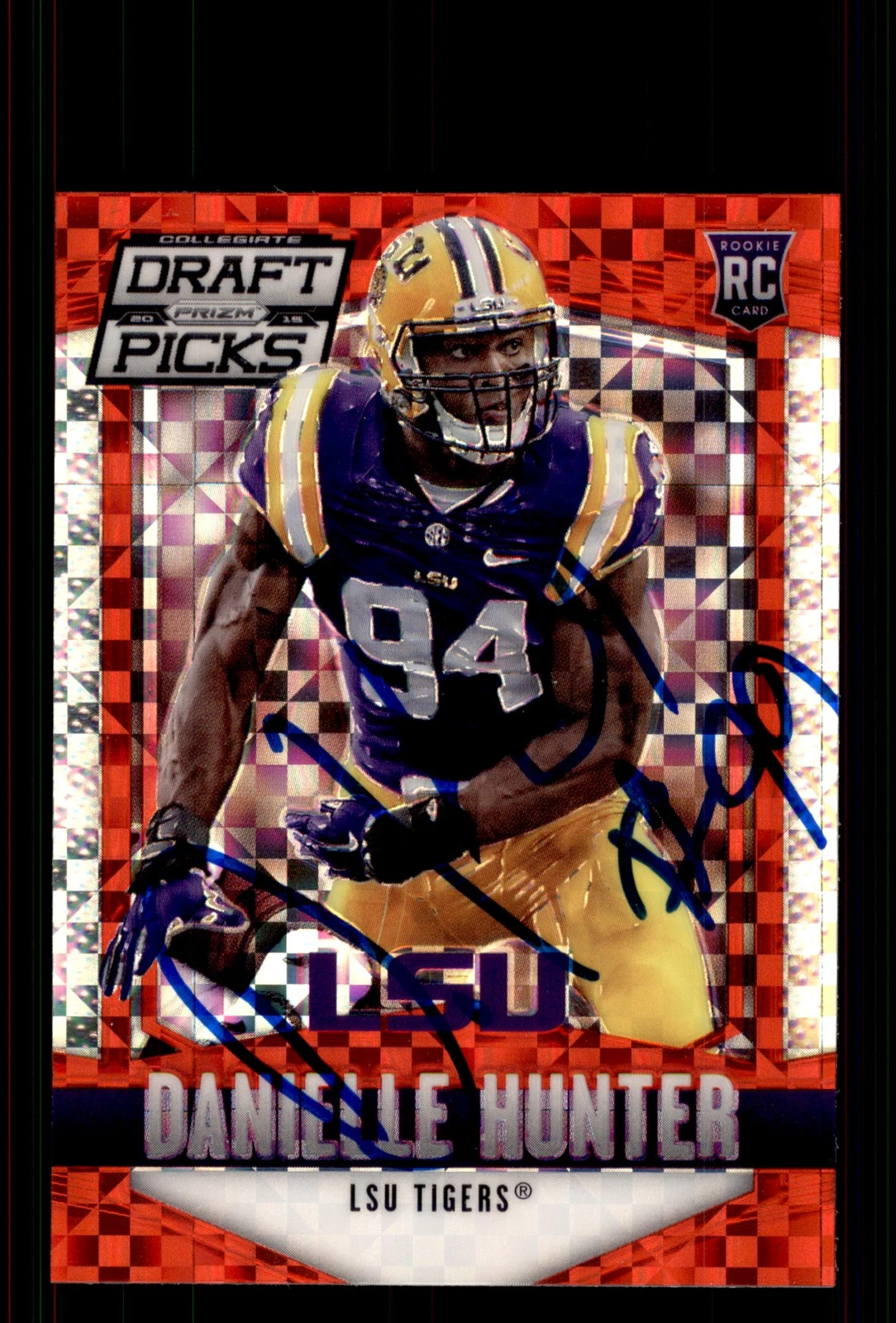 Signed Football Card Auto Danielle Hunter 2015 Panini Prizm Collegiate #171