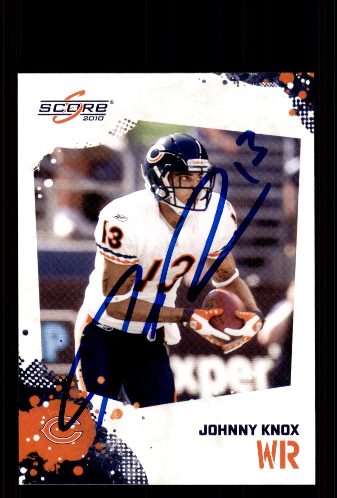 Signed Football Card Auto Johnny Knox 2010 Score #53 Chicago Bears