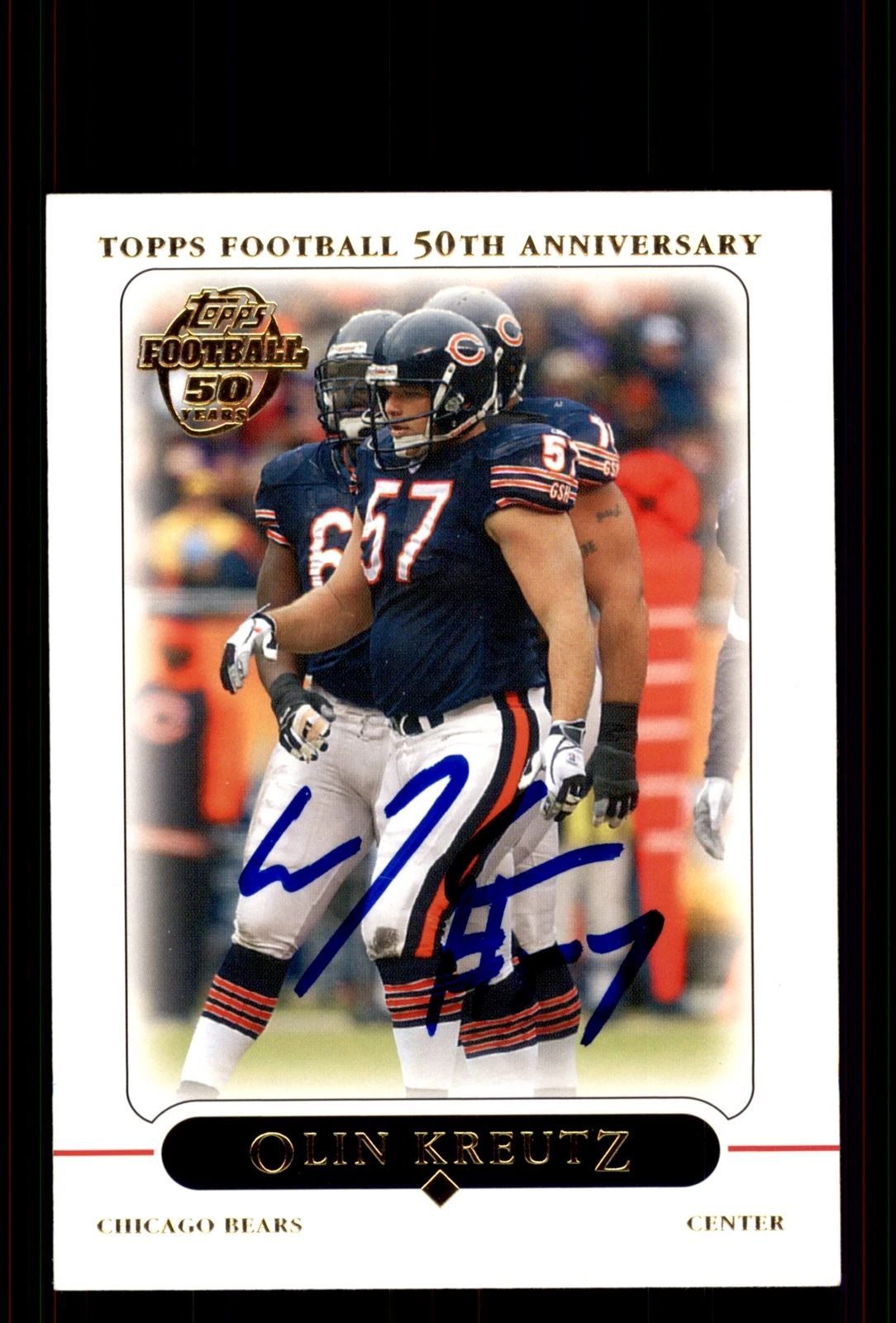 Signed Football Card Auto Olin Kreutz 2005 Topps #126 Chicago Bears