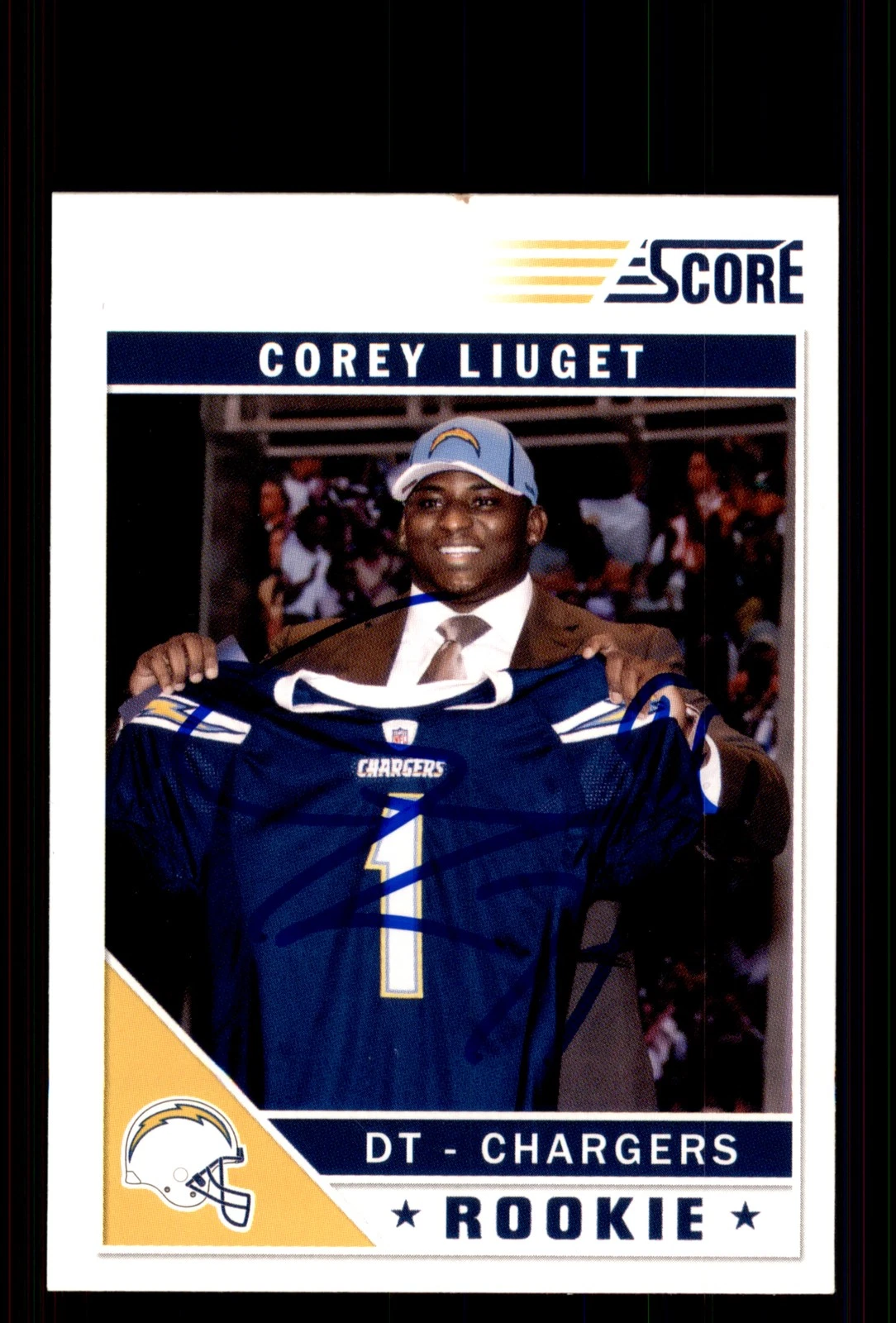 Signed Football Card Auto Corey Liuget 2011 Score #322 San Diego Chargers