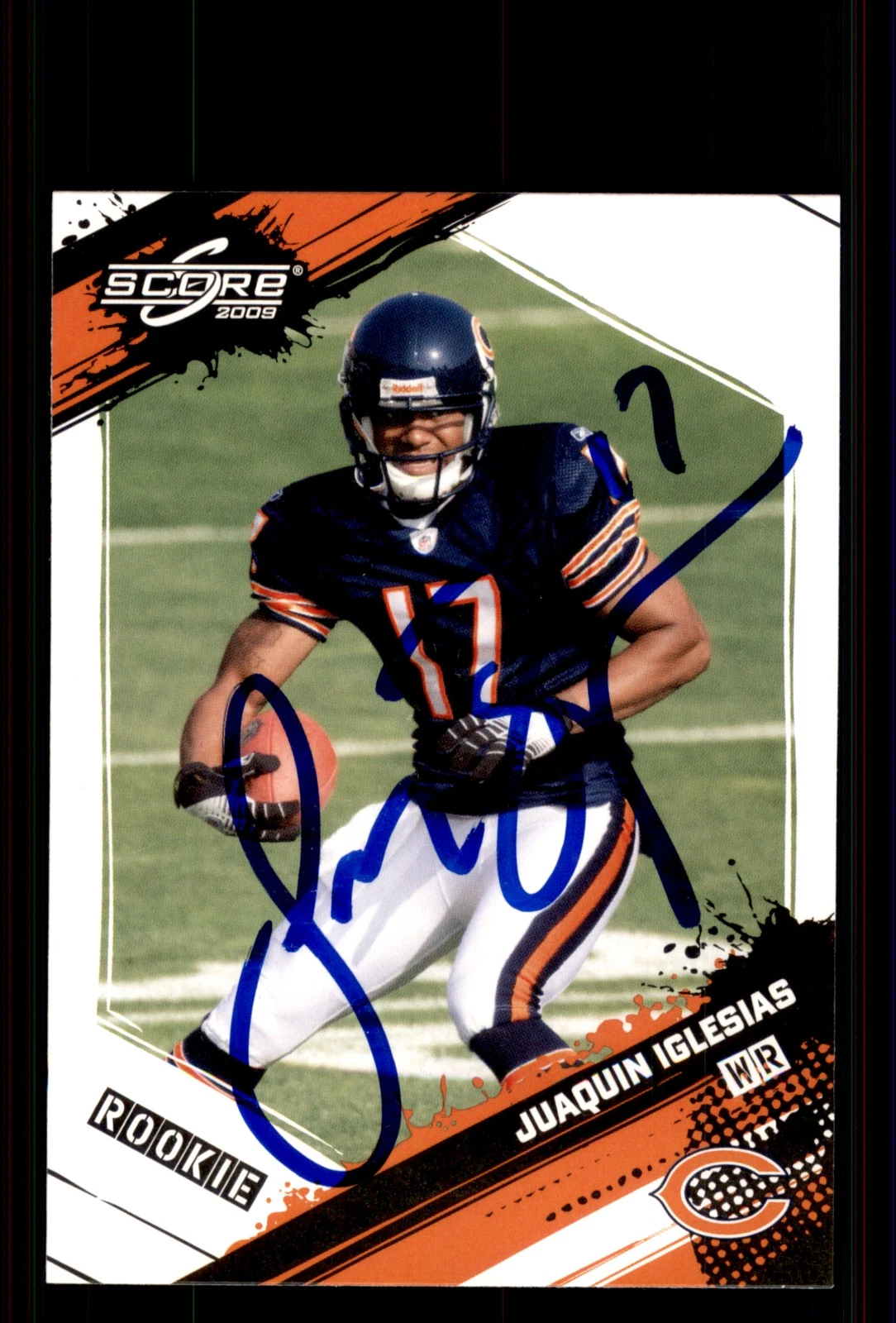 Signed Football Card Auto Juaquin Iglesias 2009 Score #359 Chicago Bears