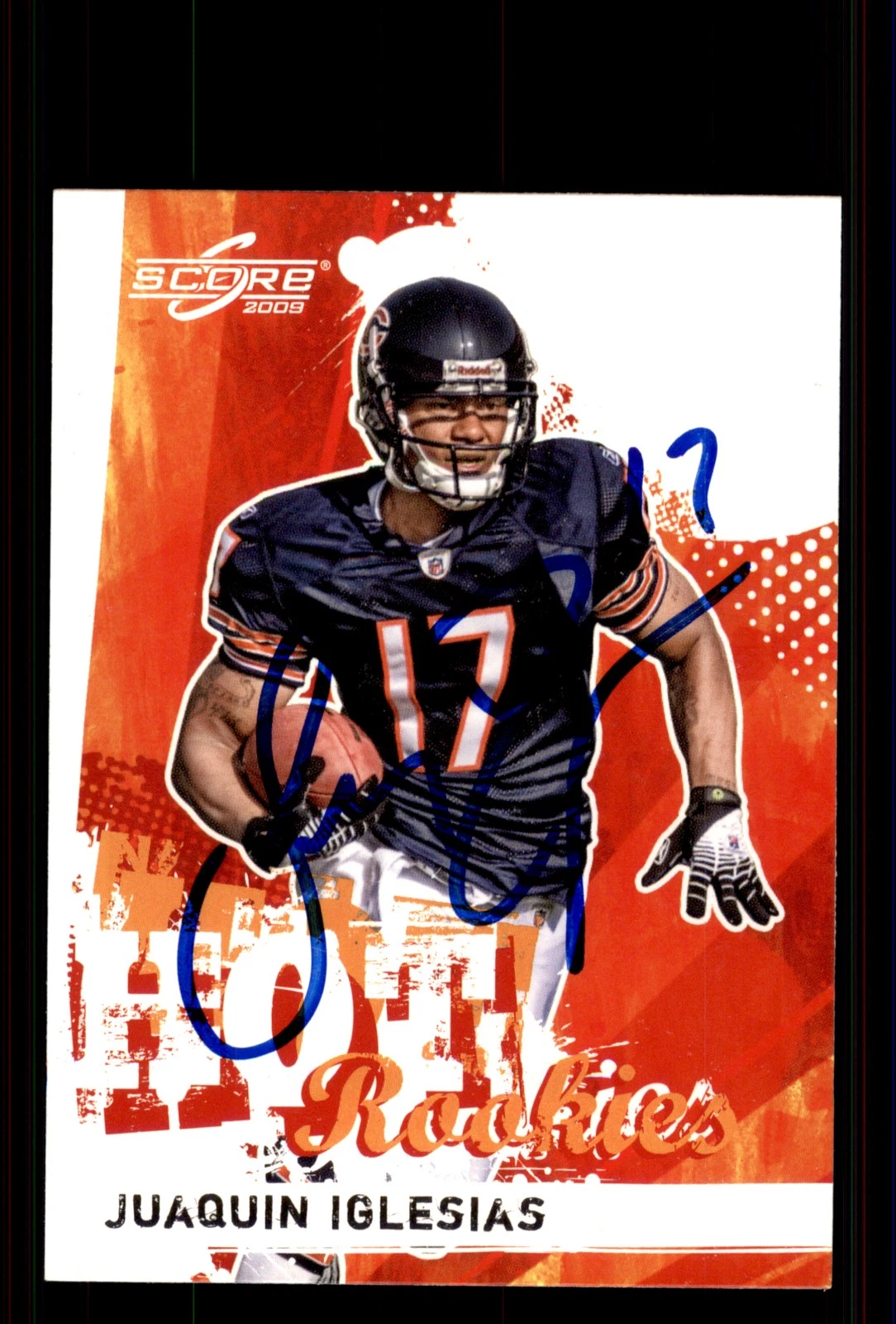 Signed Football Card Auto Juaquin Iglesias 2009 Score #14 Chicago Bears