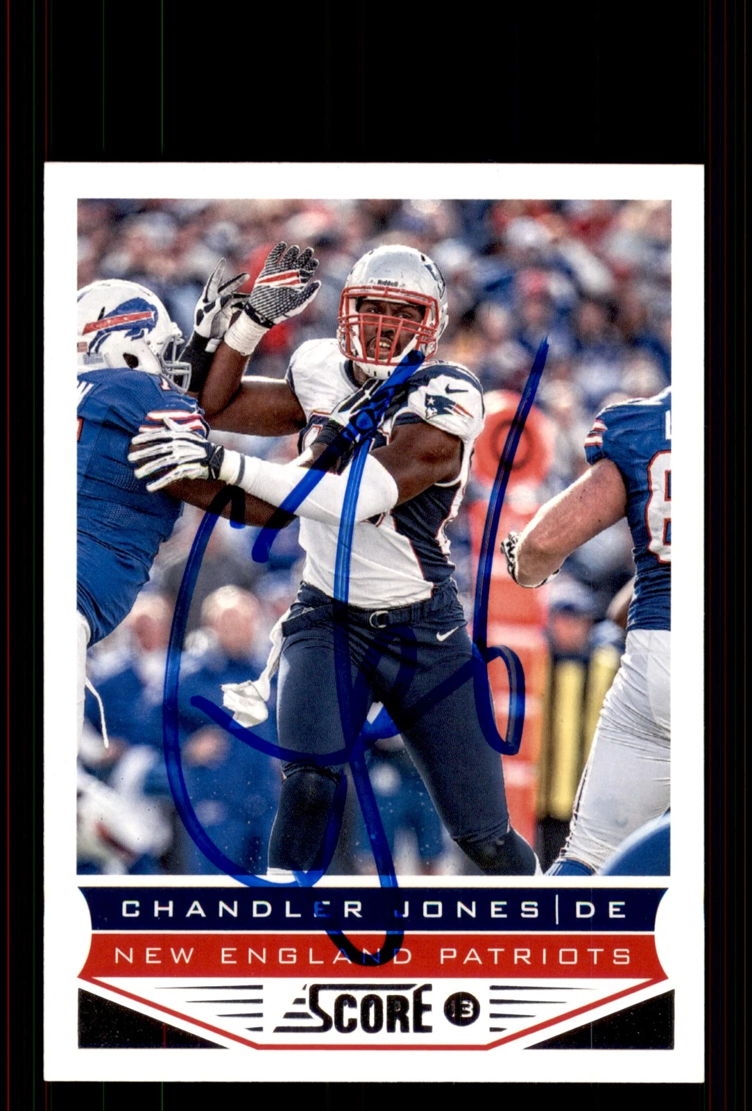 Signed Football Card Auto Chandler Jones 2013 Score #125 New England Patriots