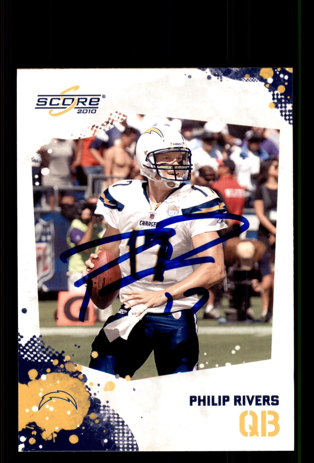 Signed Football Card Auto Philip Rivers 2010 Score #243 San Diego Chargers