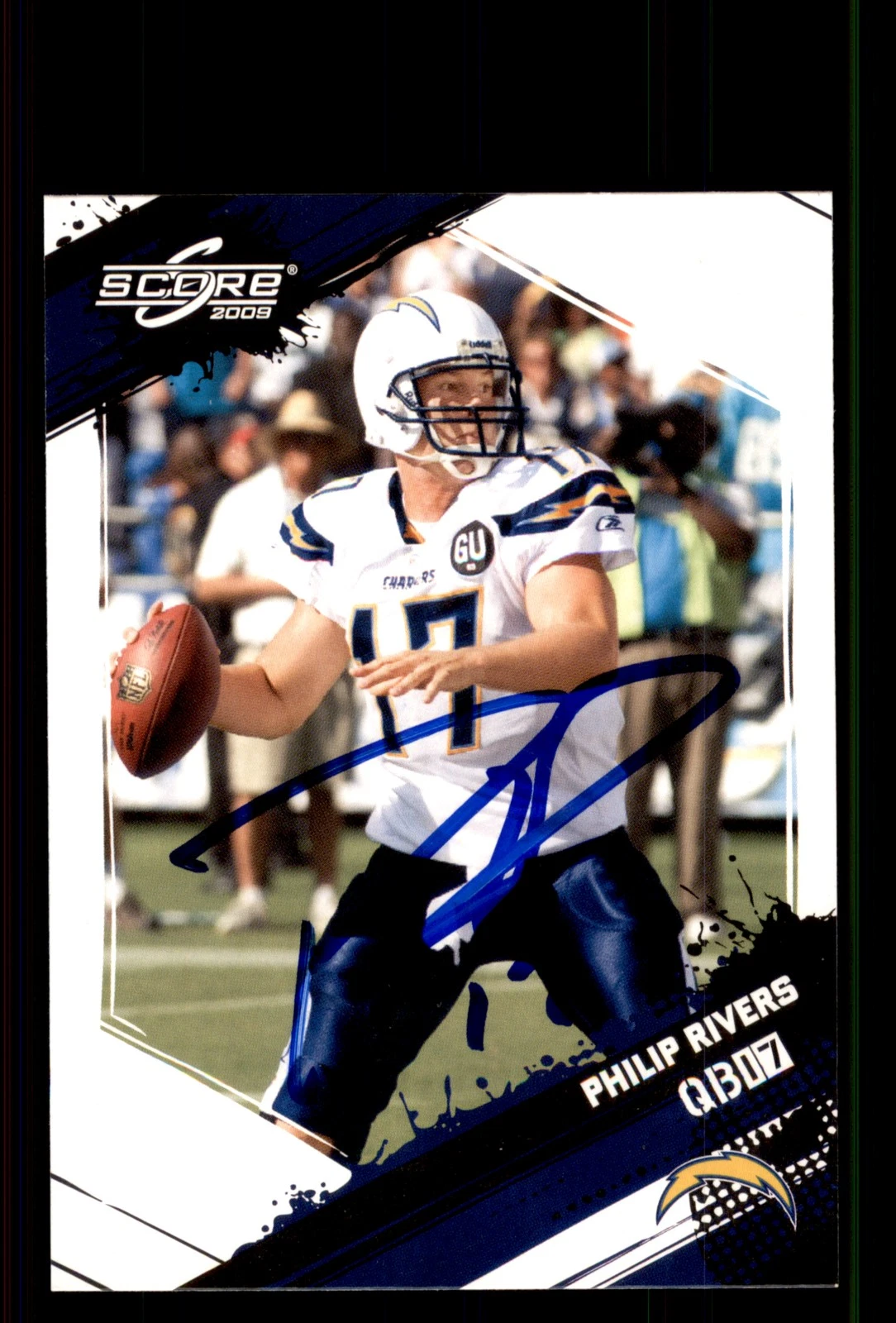 Signed Football Card Auto Philip Rivers 2009 Score #243 San Diego Chargers