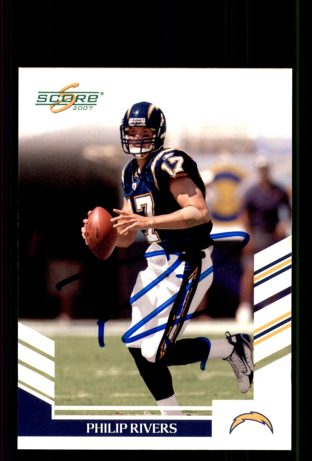 Signed Football Card Auto Philip Rivers 2007 Score #279 San Diego Chargers