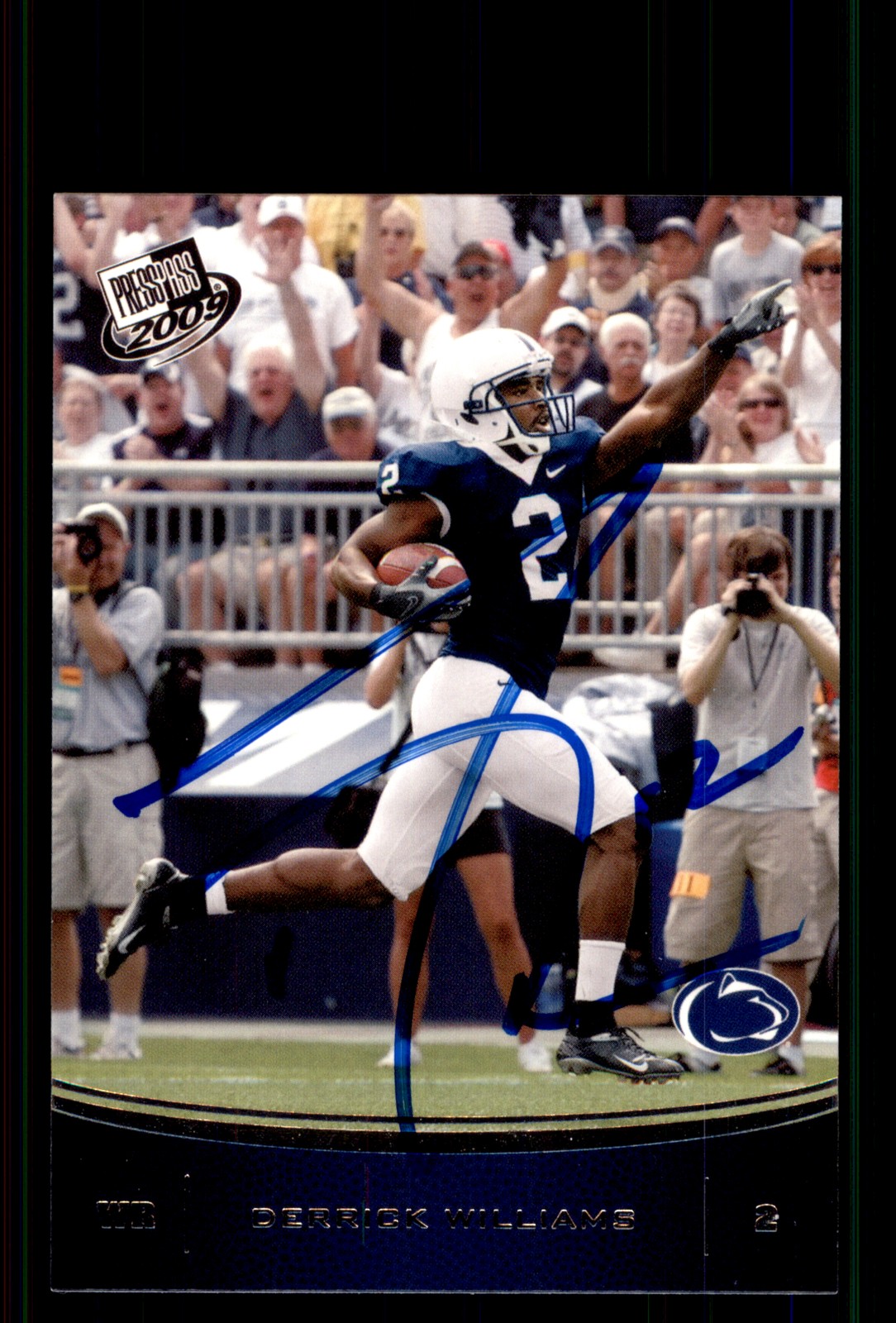 Signed Football Card Auto Derrick Williams 2009 Press Pass #34 Penn State