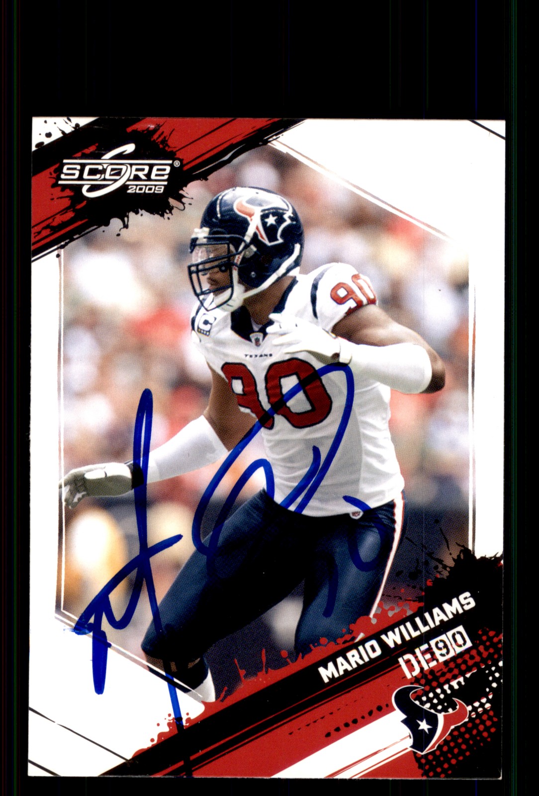 Signed Football Card Auto Mario Williams 2009 Score #118 Houston Texans