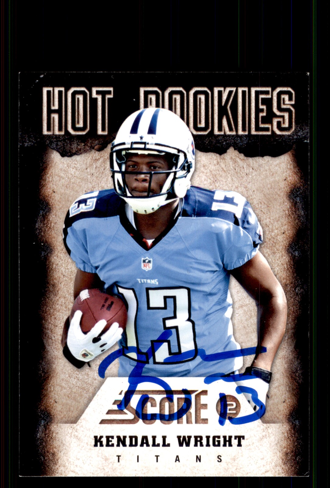 Signed Football Card Auto Kendall Wright 2012 Score #7 Tennessee Titans