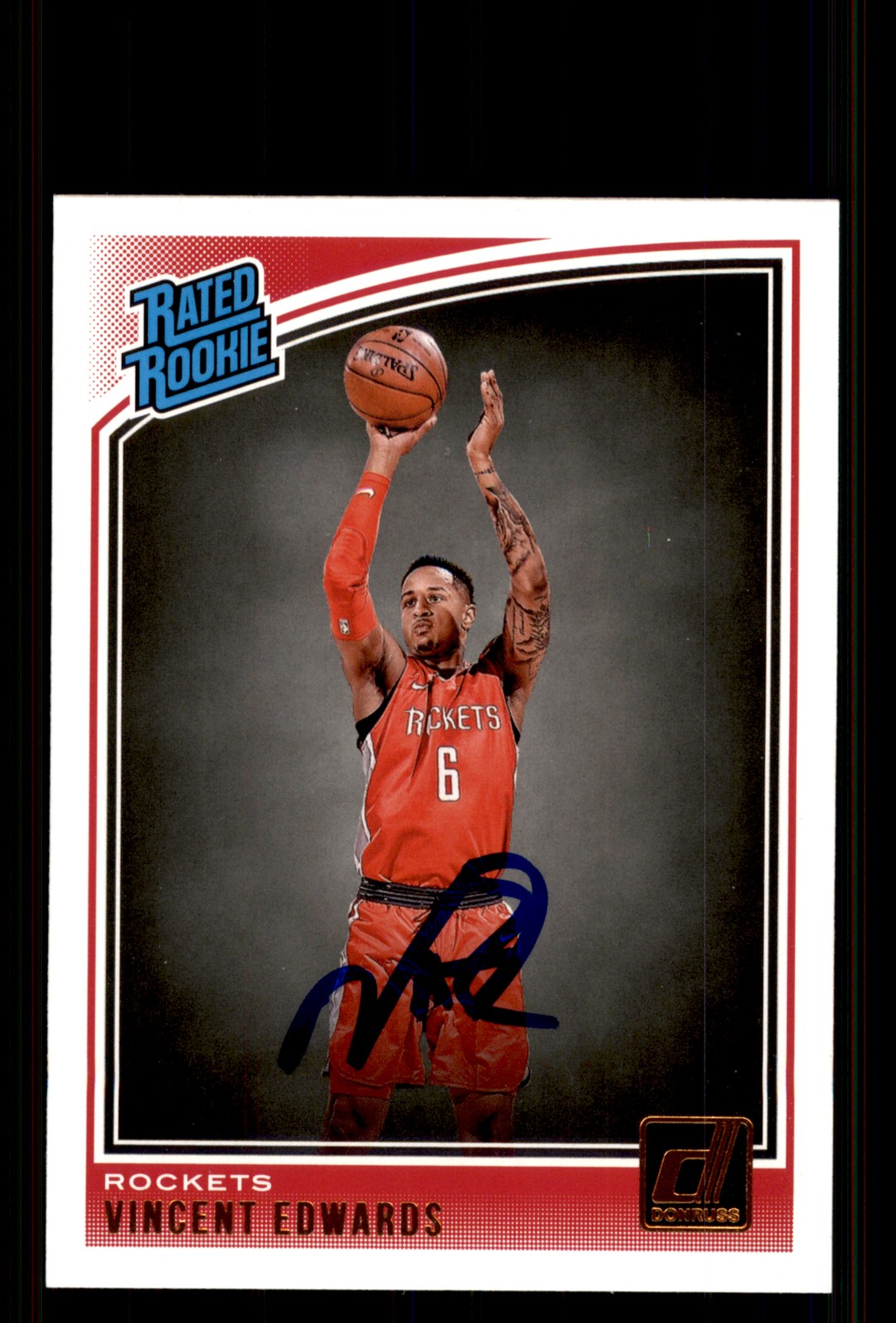 Signed Basketball Card Auto Vincent Edwards 2018-19 Donruss #165 Houston Rockets