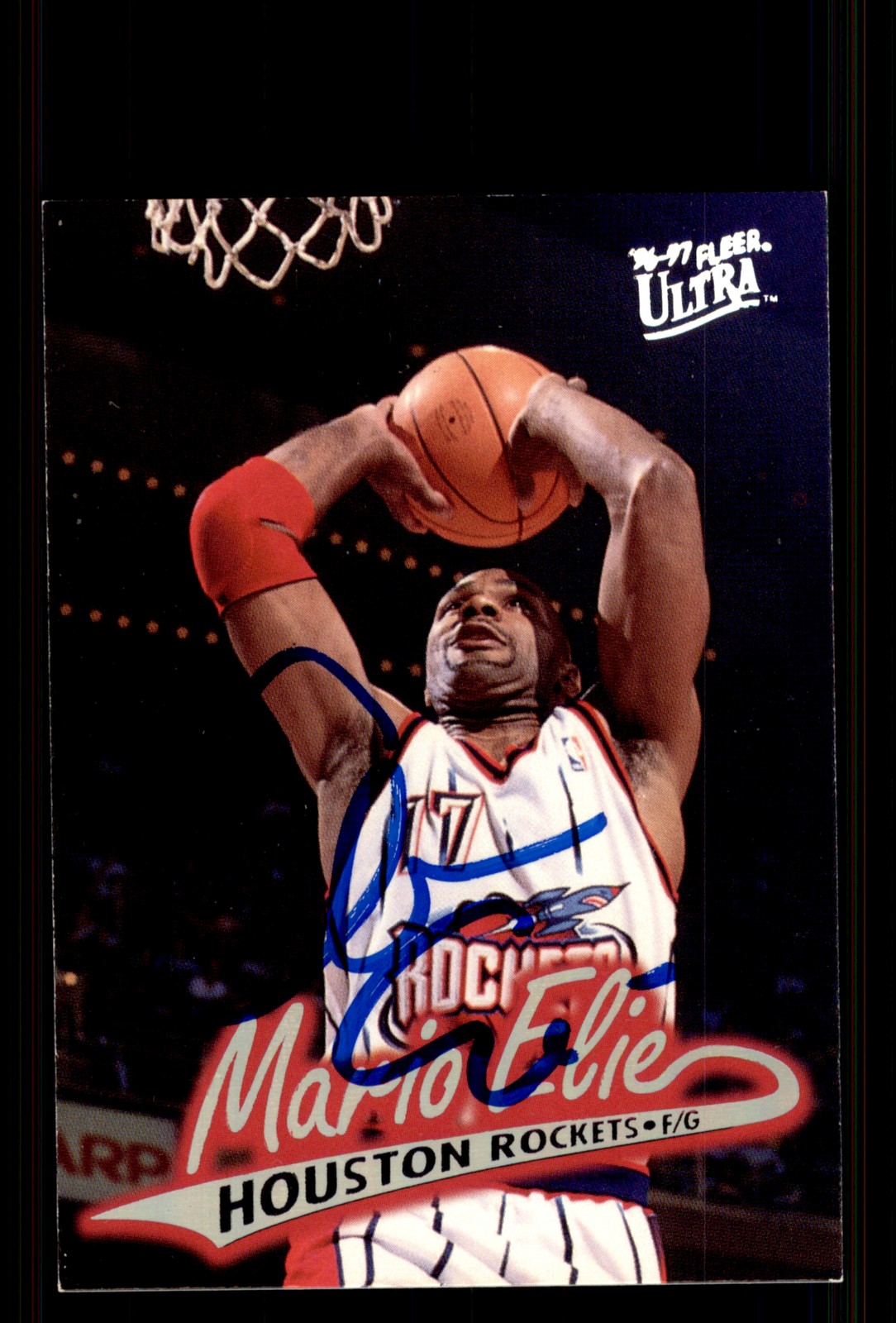 Signed Basketball Card Auto Mario Elie 1996-97 Ultra #41 Houston Rockets