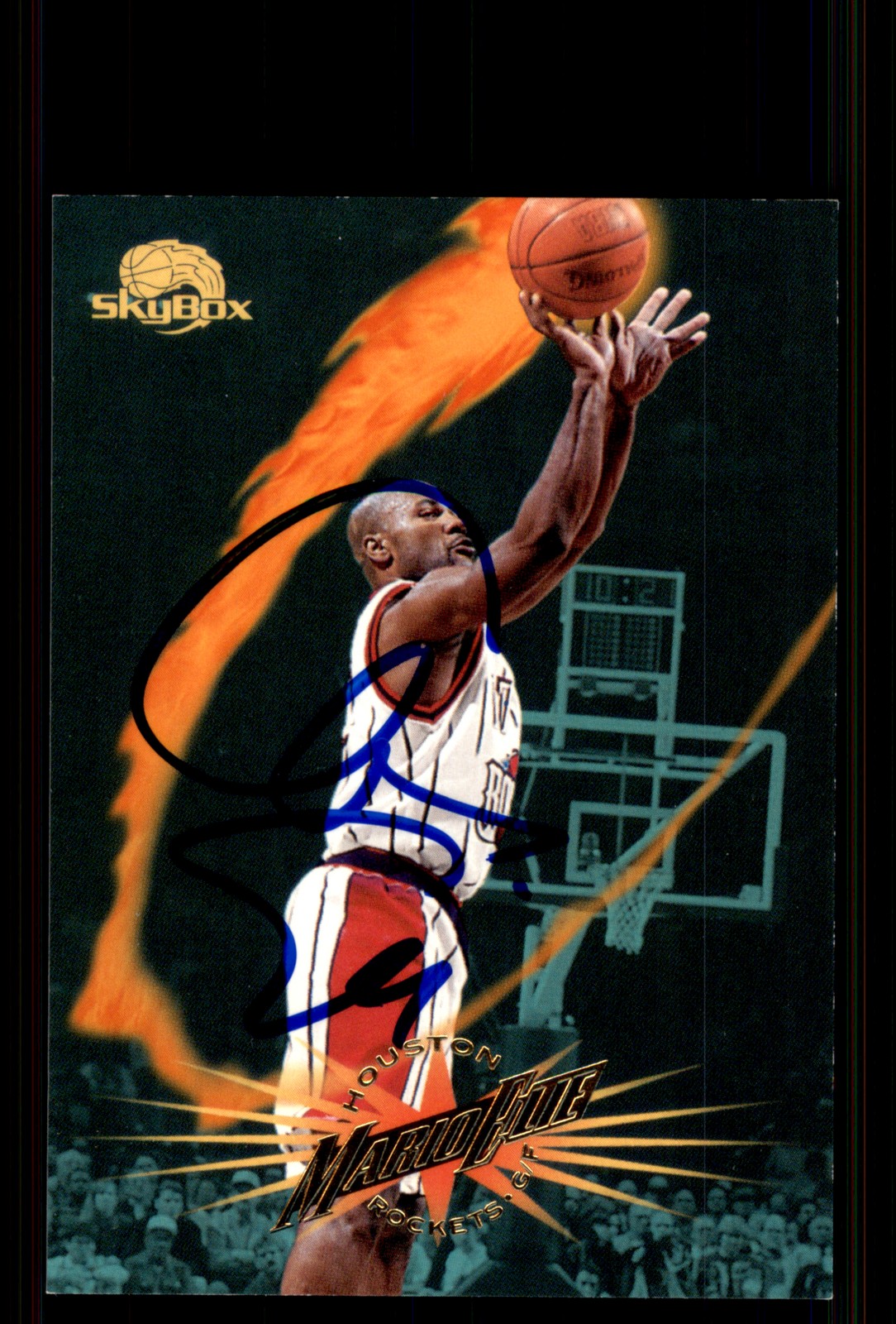 Signed Basketball Card Auto Mario Elie 1995-96 SkyBox Premium #174 Rockets