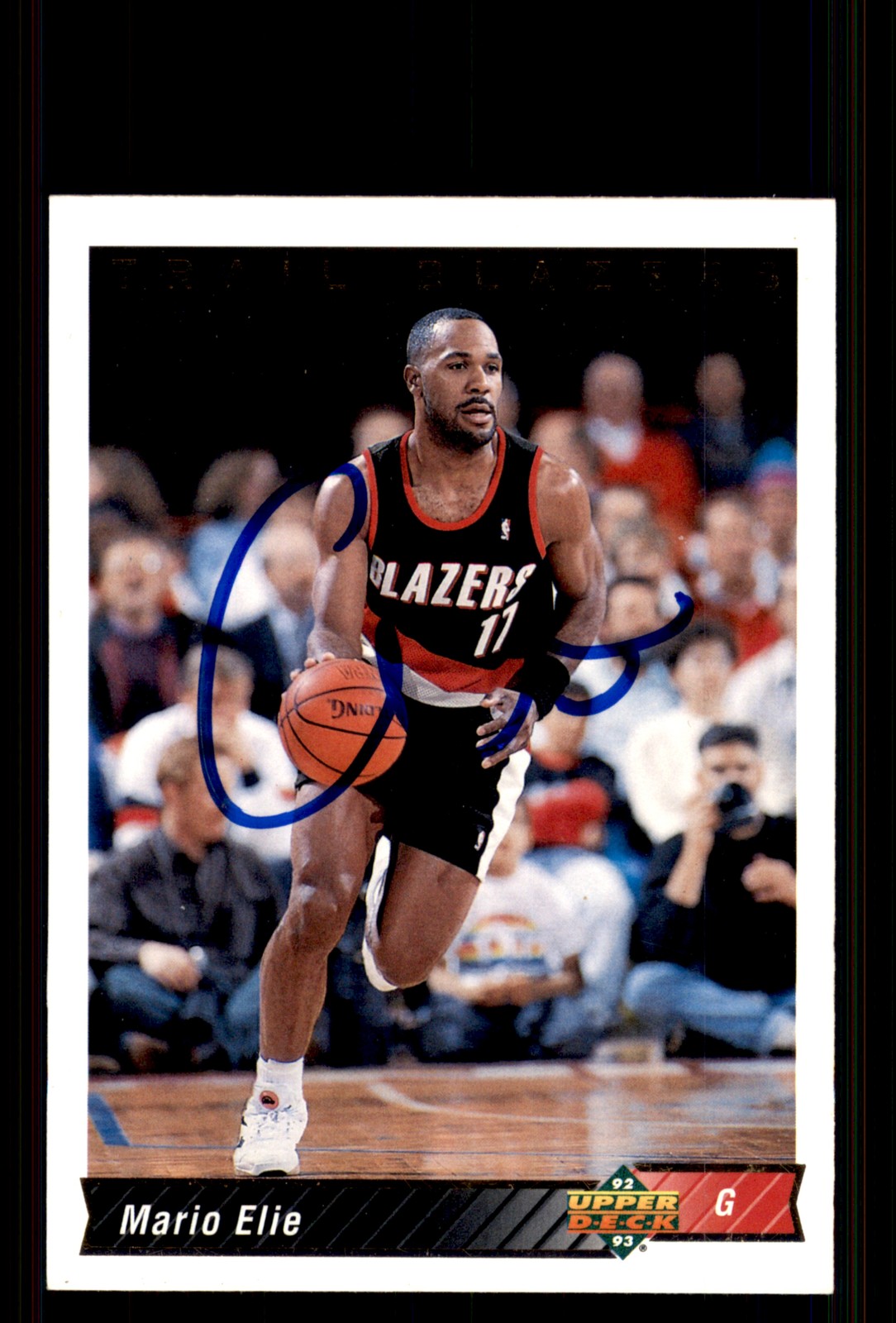 Signed Basketball Card Auto Mario Elie 1992-93 Upper Deck #346 Trail Blazers