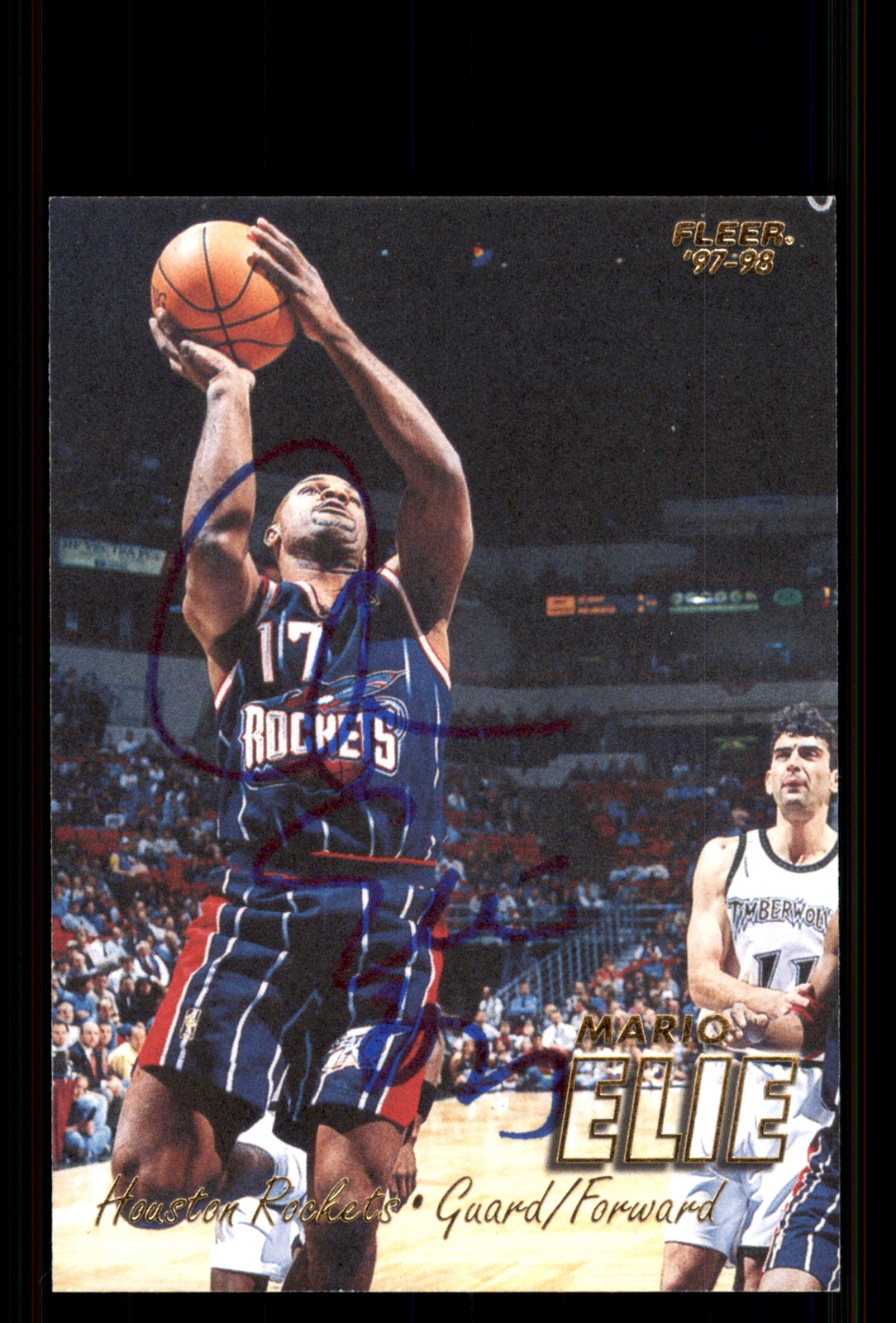Signed Basketball Card Auto Mario Elie 1997-98 Fleer #71 Houston Rockets