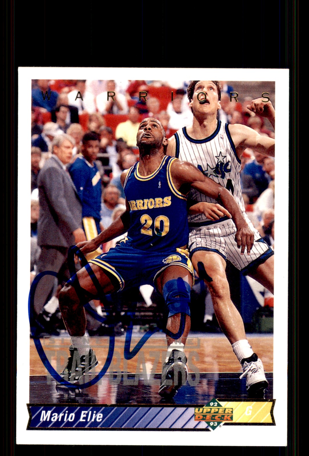 Signed Basketball Card Auto Mario Elie 1992-93 Upper Deck #28 Trail Blazers