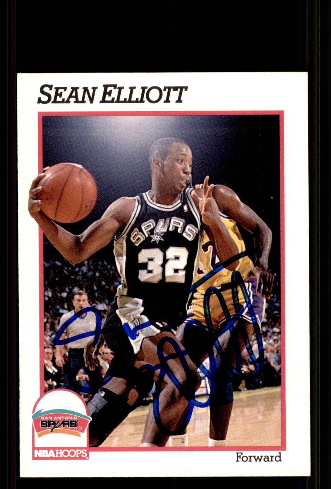 Signed Basketball Card Auto Sean Elliott 1991-92 Hoops #190 San Antonio Spurs