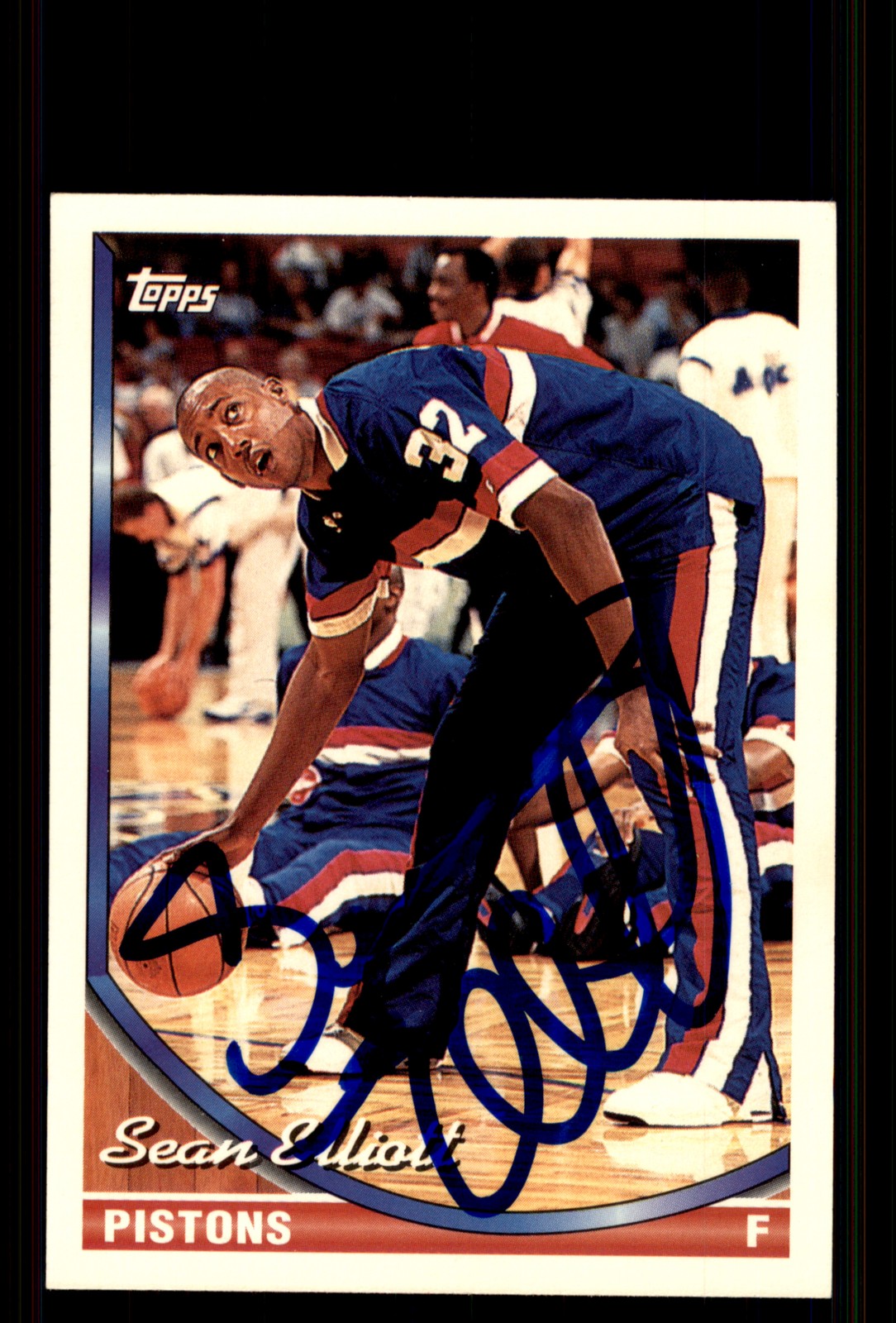 Signed Basketball Card Auto Sean Elliott 1993-94 Topps #229 Detroit Pistons