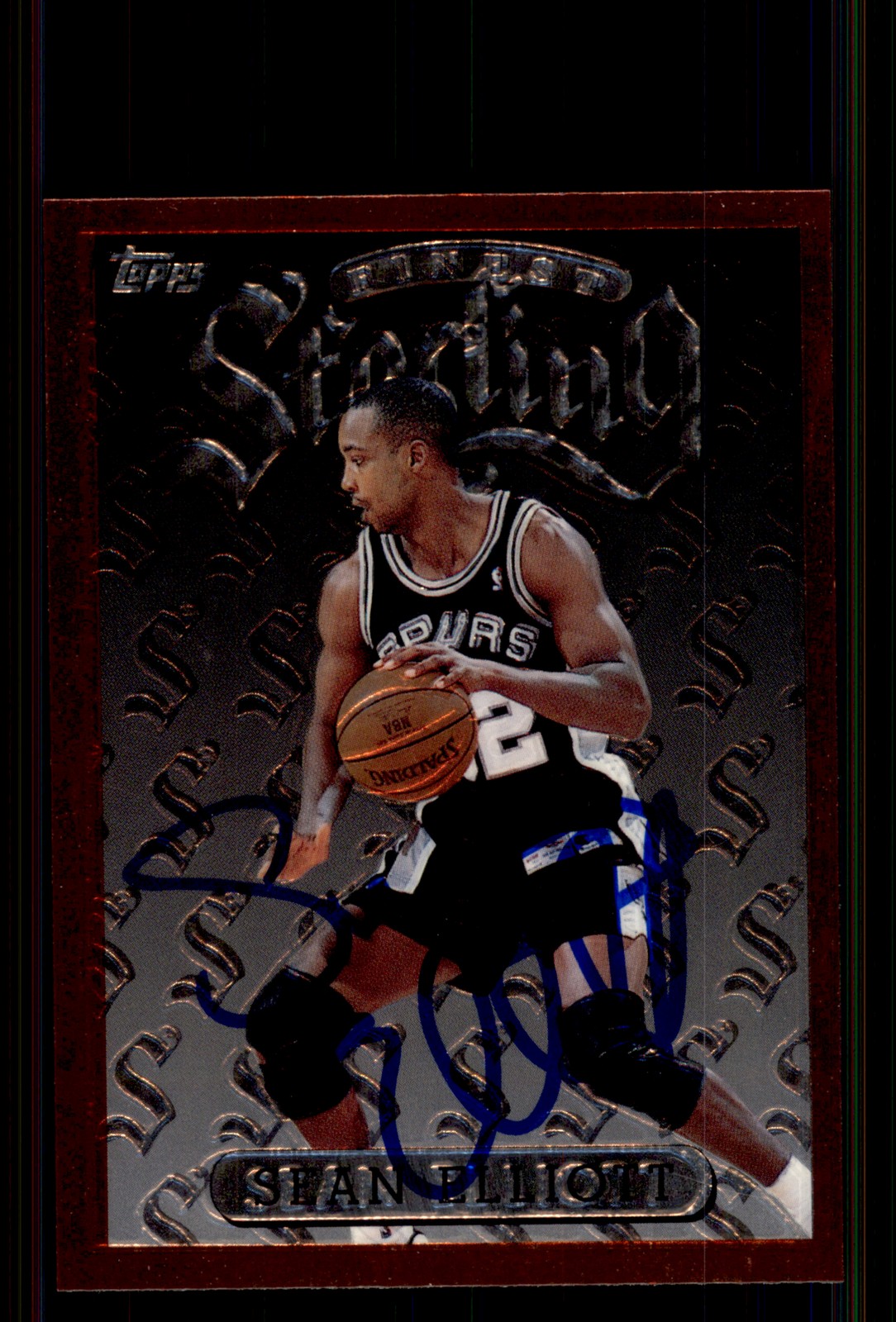 Signed Basketball Card Auto Sean Elliott 1996-97 Finest #68 San Antonio Spurs