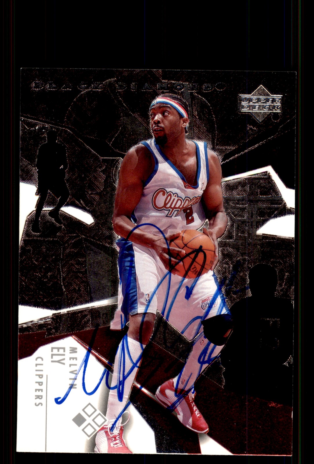 Signed Basketball Card Auto Melvin Ely 2003-04 Upper Deck Black Diamond #48