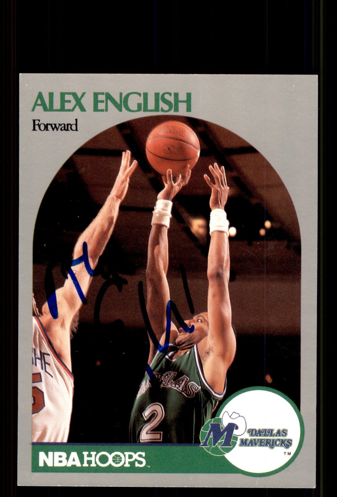 Signed Basketball Card Auto Alex English 1990-91 Hoops #407 Dallas Mavericks