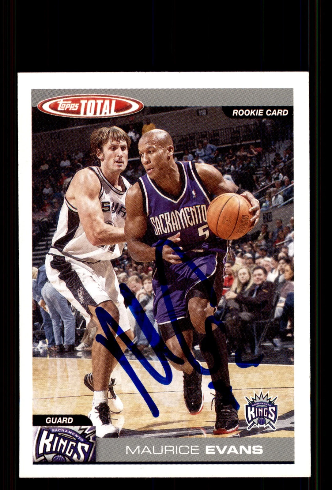 Signed Basketball Card Auto Maurice Evans 2004-05 Topps Total #347 Kings