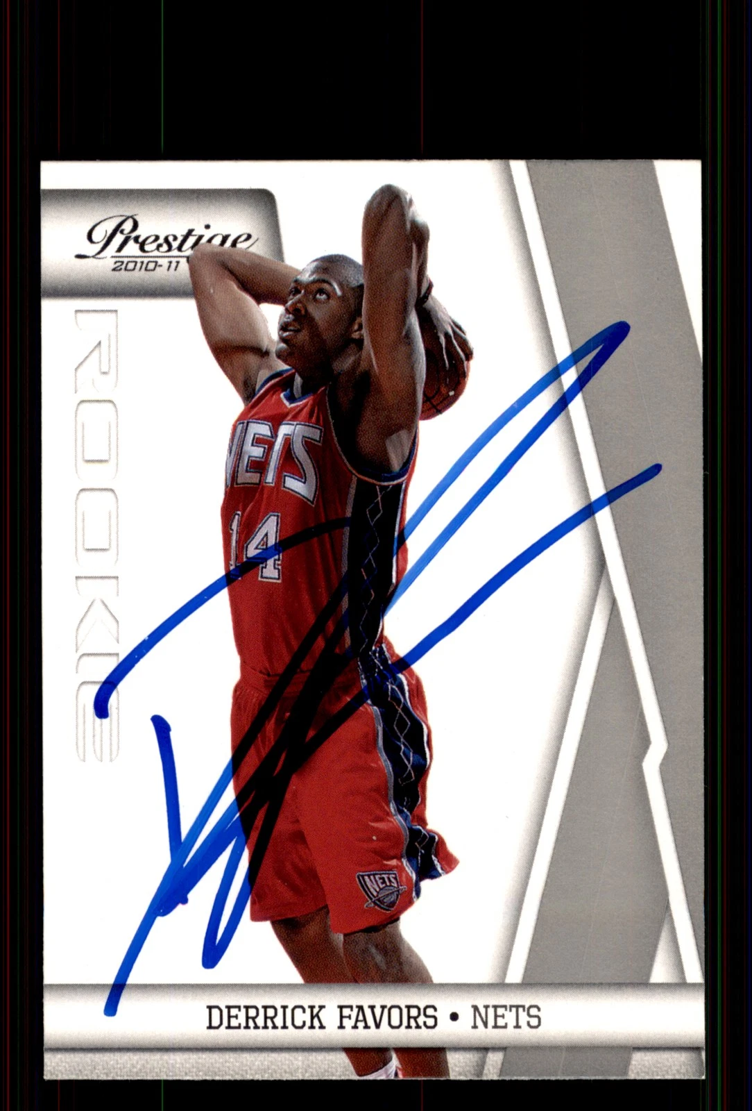 Signed Basketball Card Auto Derrick Favors 2010-11 Panini Prestige #153 Nets