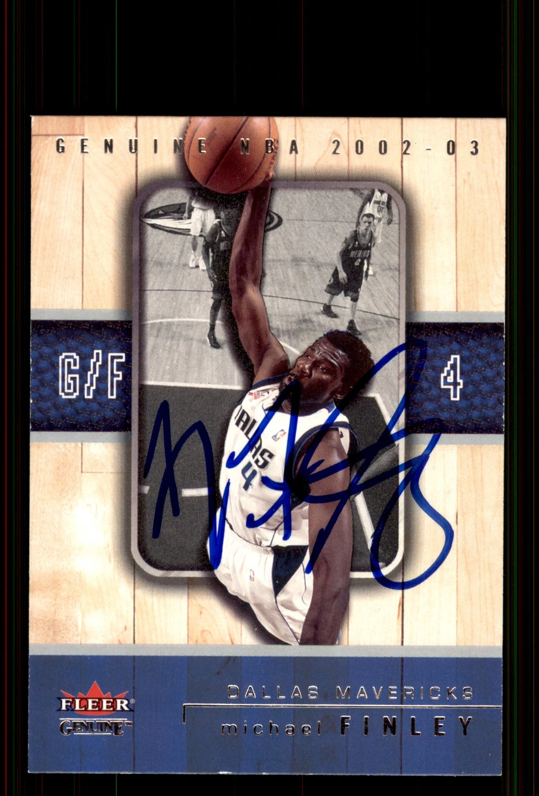 Signed Basketball Card Auto Michael Finley 2002-03 Fleer Genuine #26 Mavericks