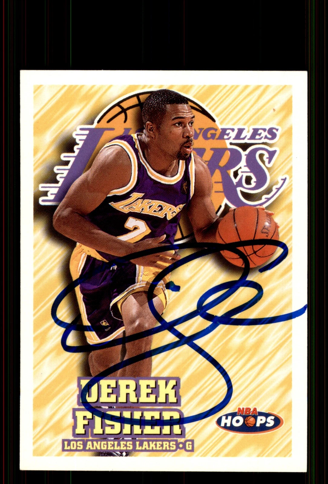Signed Basketball Card Auto Derek Fisher 1997-98 Hoops #76 Los Angeles Lakers