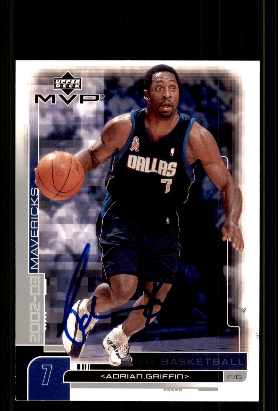 Signed Basketball Card Auto Adrian Griffin 2002-03 Upper Deck MVP #38 Mavericks