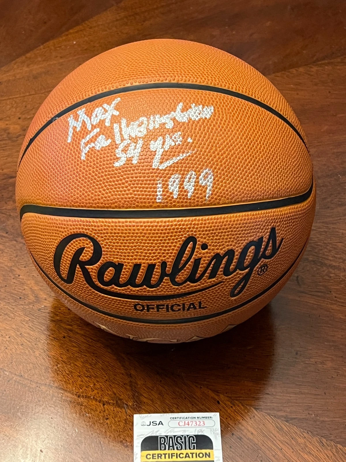 MAX FALKENSTIEN LONGTIME KU JAYHAWKS ANNOUNCER SIGNED BASKETBALL AUTO JSA COA