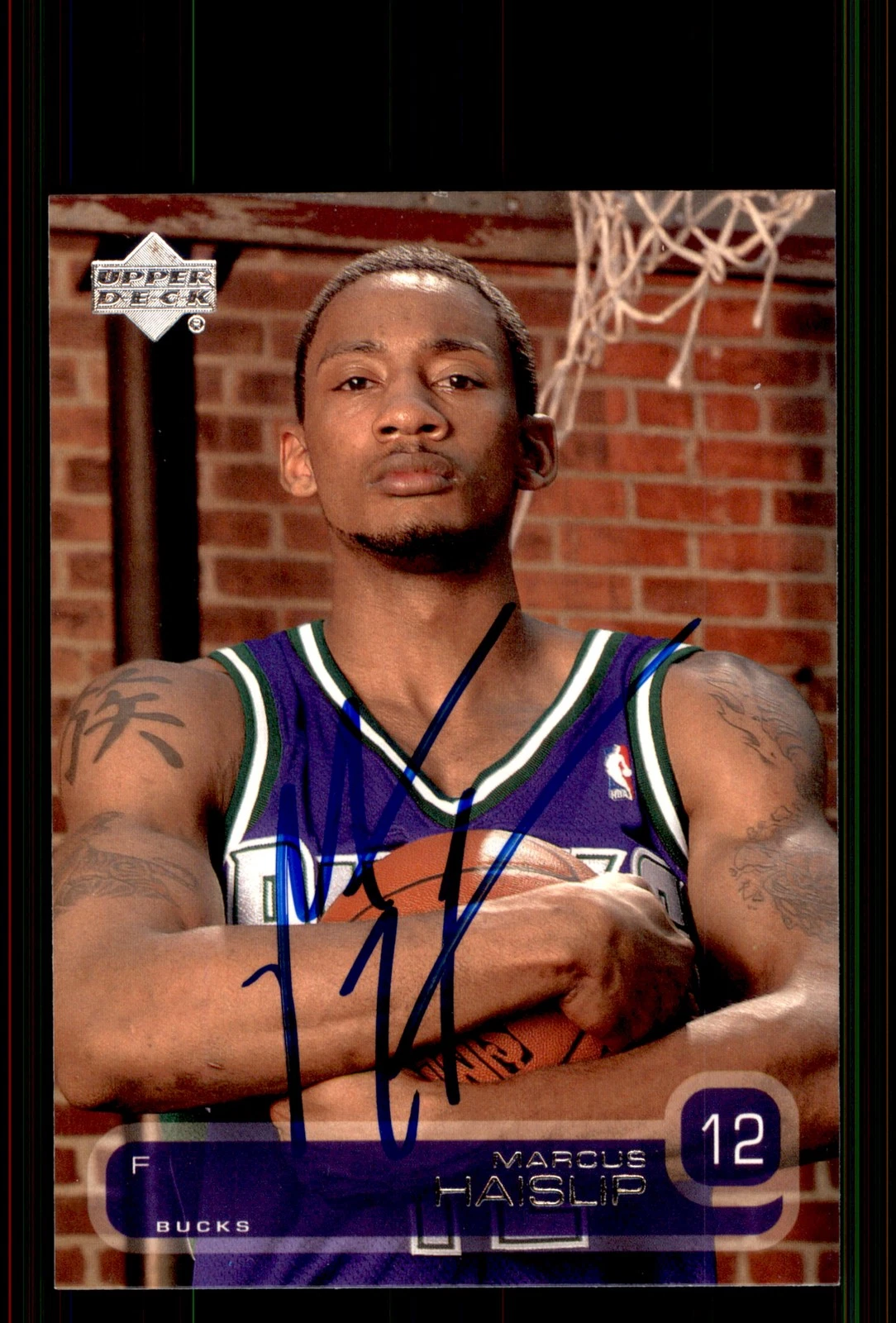 Signed Basketball Card Auto Marcus Haislip 2002-03 Upper Deck #300 Bucks