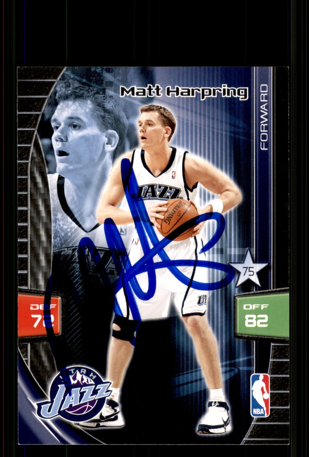 Signed Basketball Card Auto Matt Harpring 2009-10 Panini Adrenalyn XL Jazz