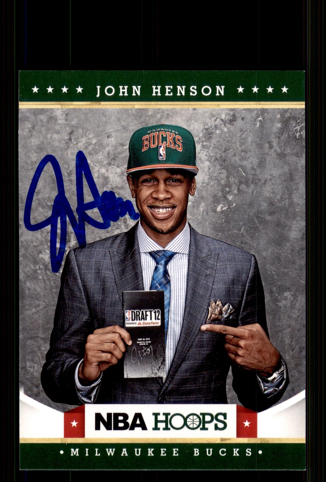Signed Basketball Card Auto John Henson 2012-13 Hoops #287 Milwaukee Bucks