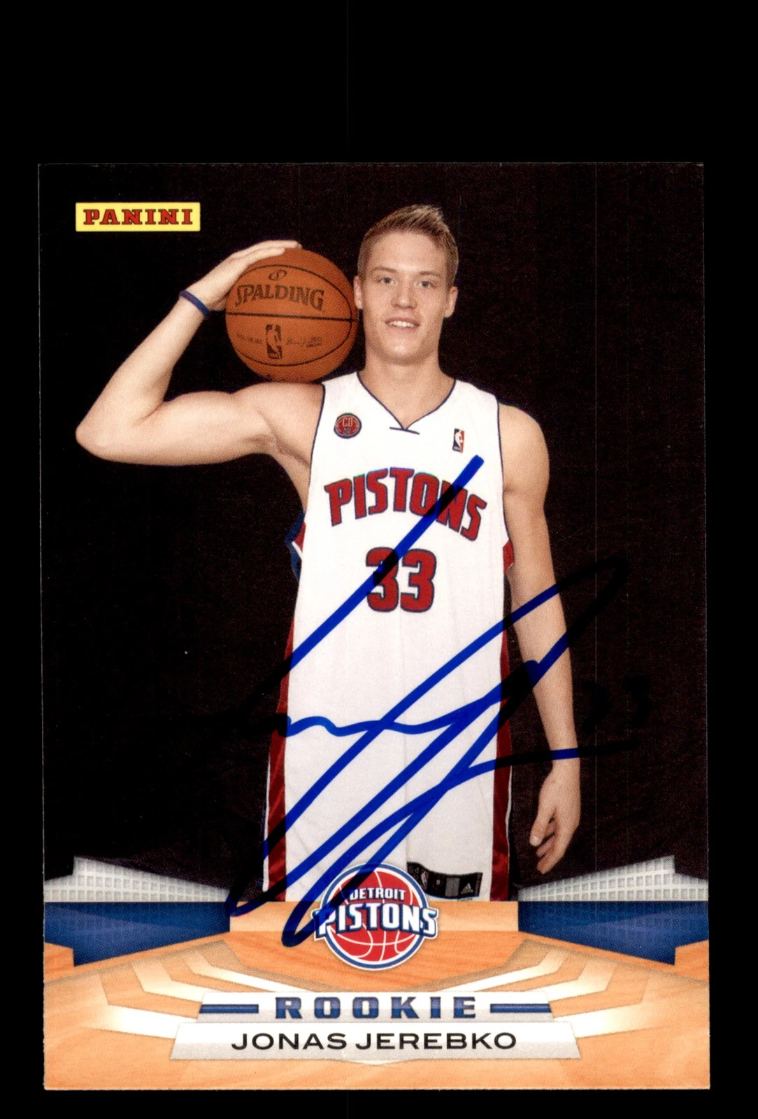 Signed Basketball Card Auto Jonas Jerebko 2009-10 Panini #347 Detroit Pistons