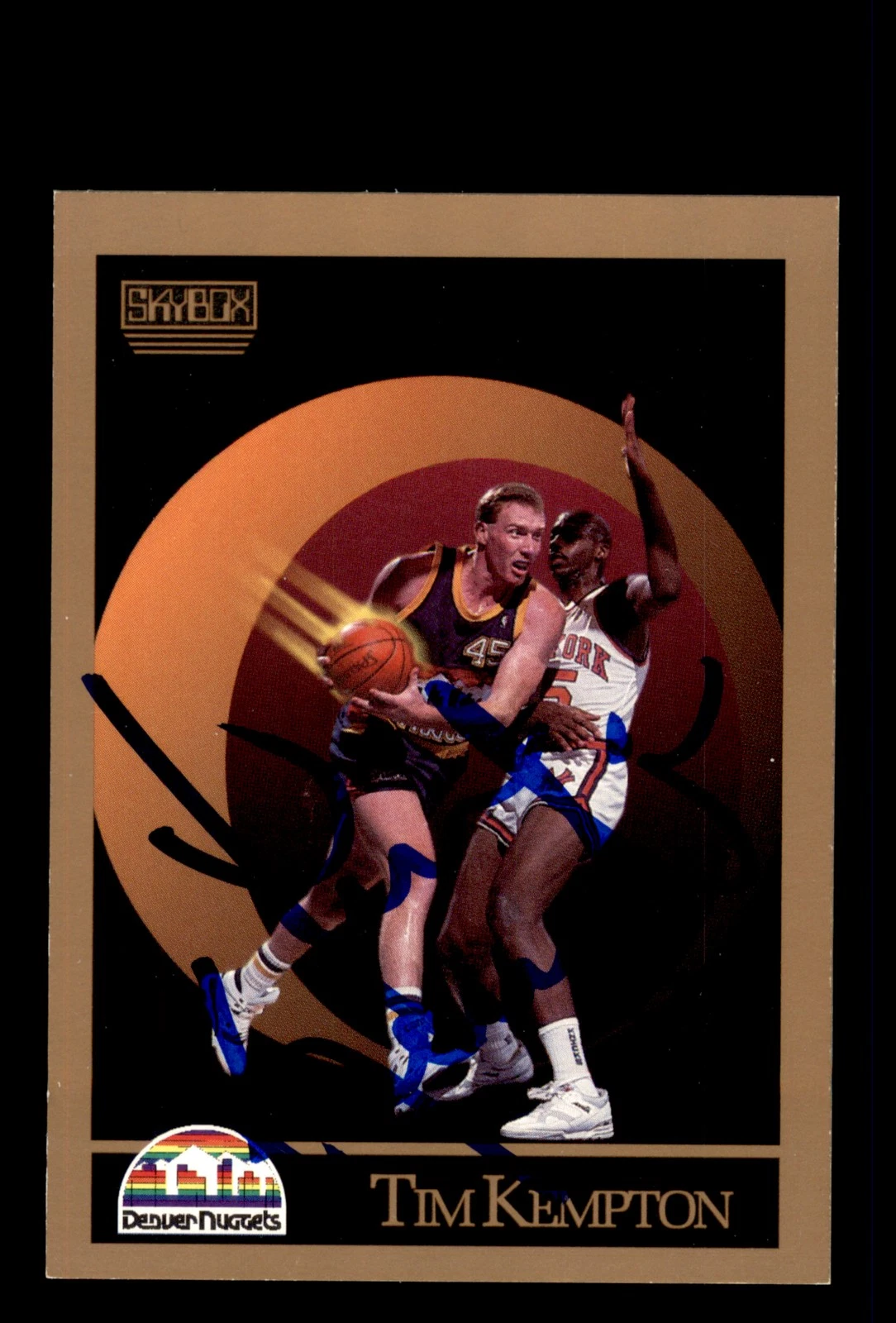 Signed Basketball Card Auto Tim Kempton 1990-91 SkyBox #76 Denver Nuggets